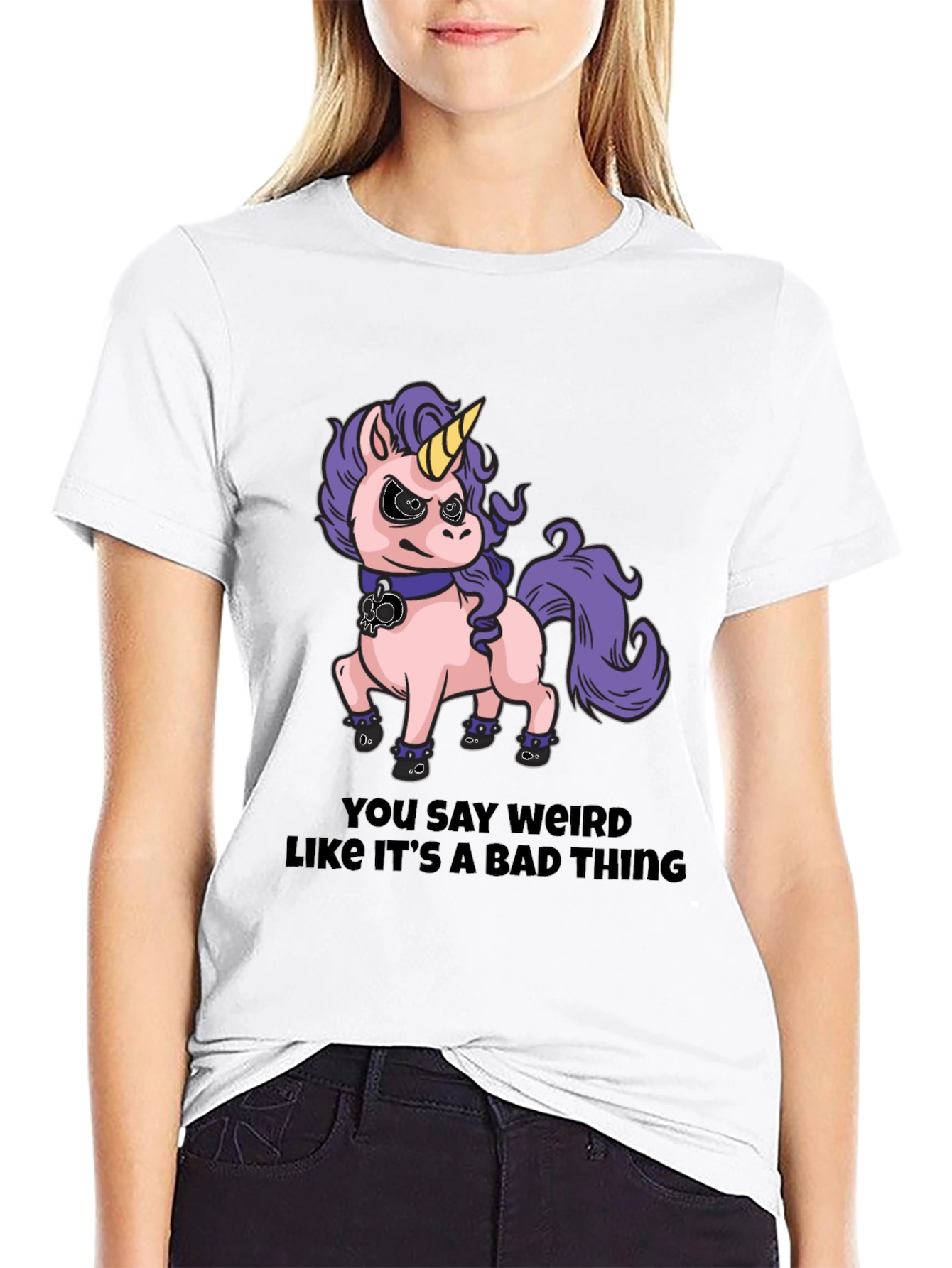 Black Funny Unicorn T-Shirt - You Say Weird view 9