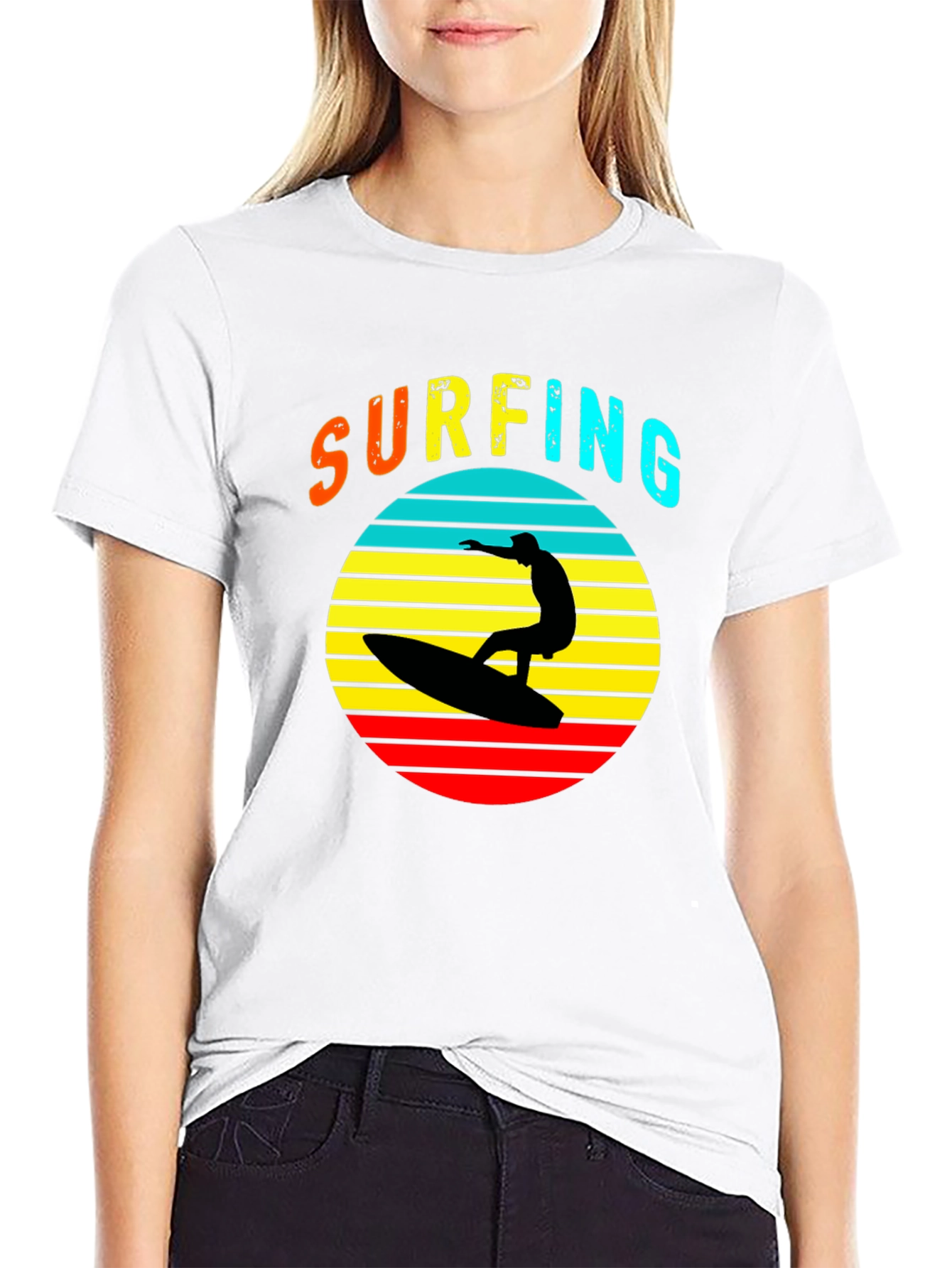 Black Retro Surfing T-Shirt - Vintage Style Tee view 9