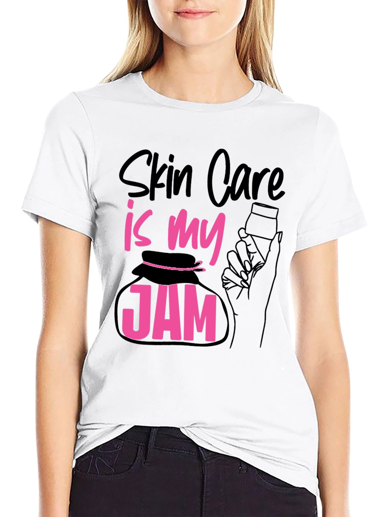 Black Skin Care Is My Jam T-Shirt - Black Cotton Tee view 9