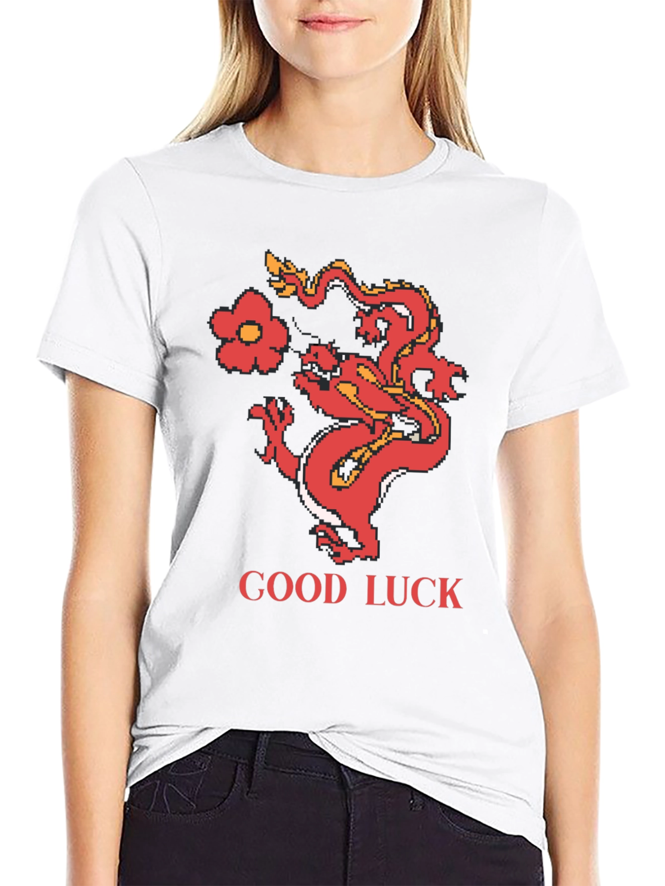 Black Good Luck Dragon Graphic Tee - Retro Style view 9