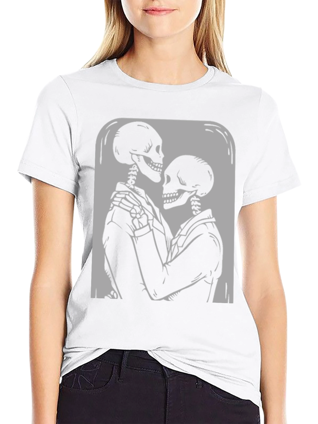 Black Skeleton Couple Graphic Tee - Embrace the Afterlife! view 9