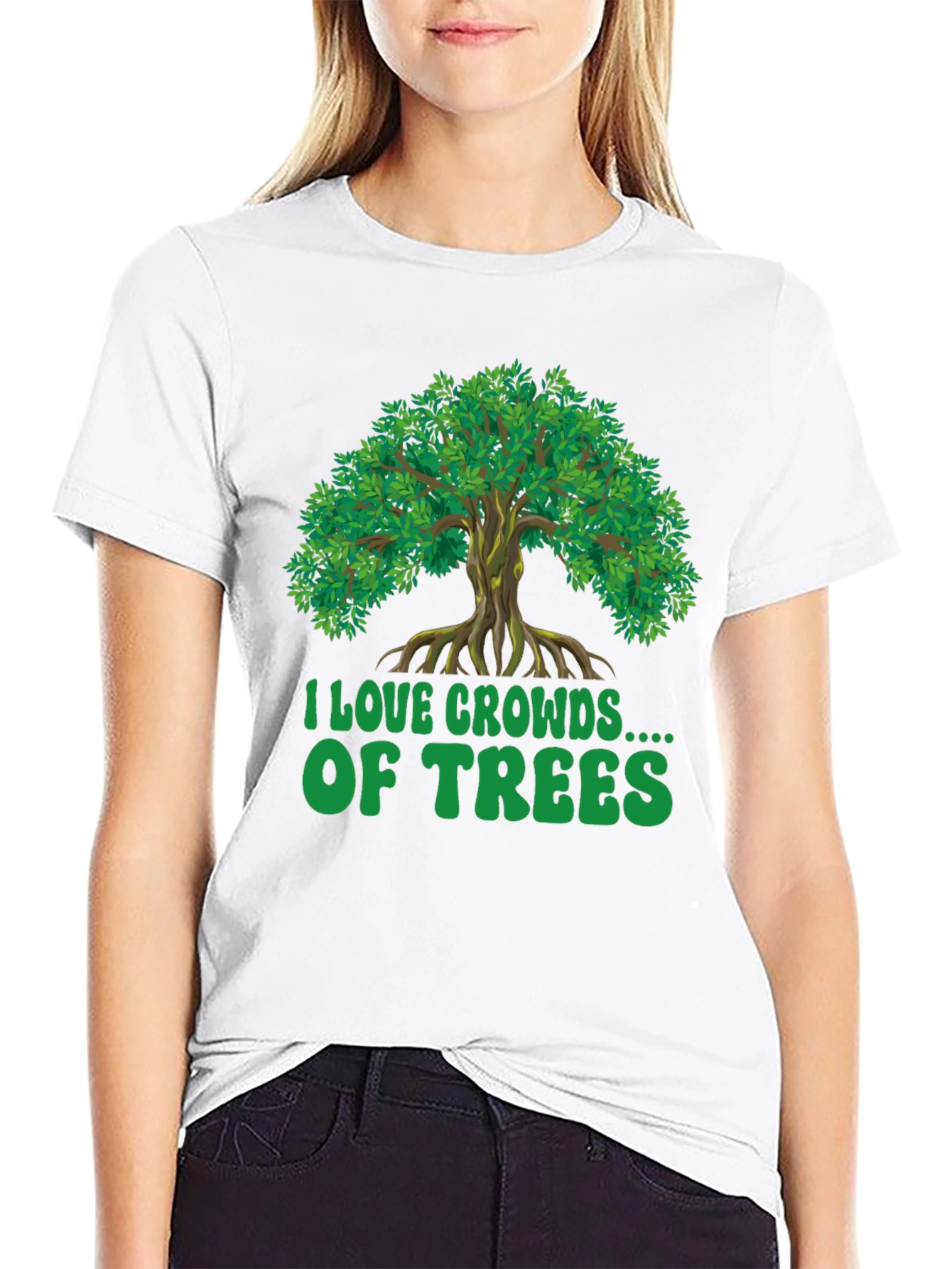 Black I Love Crowds of Trees Graphic T-Shirt view 9