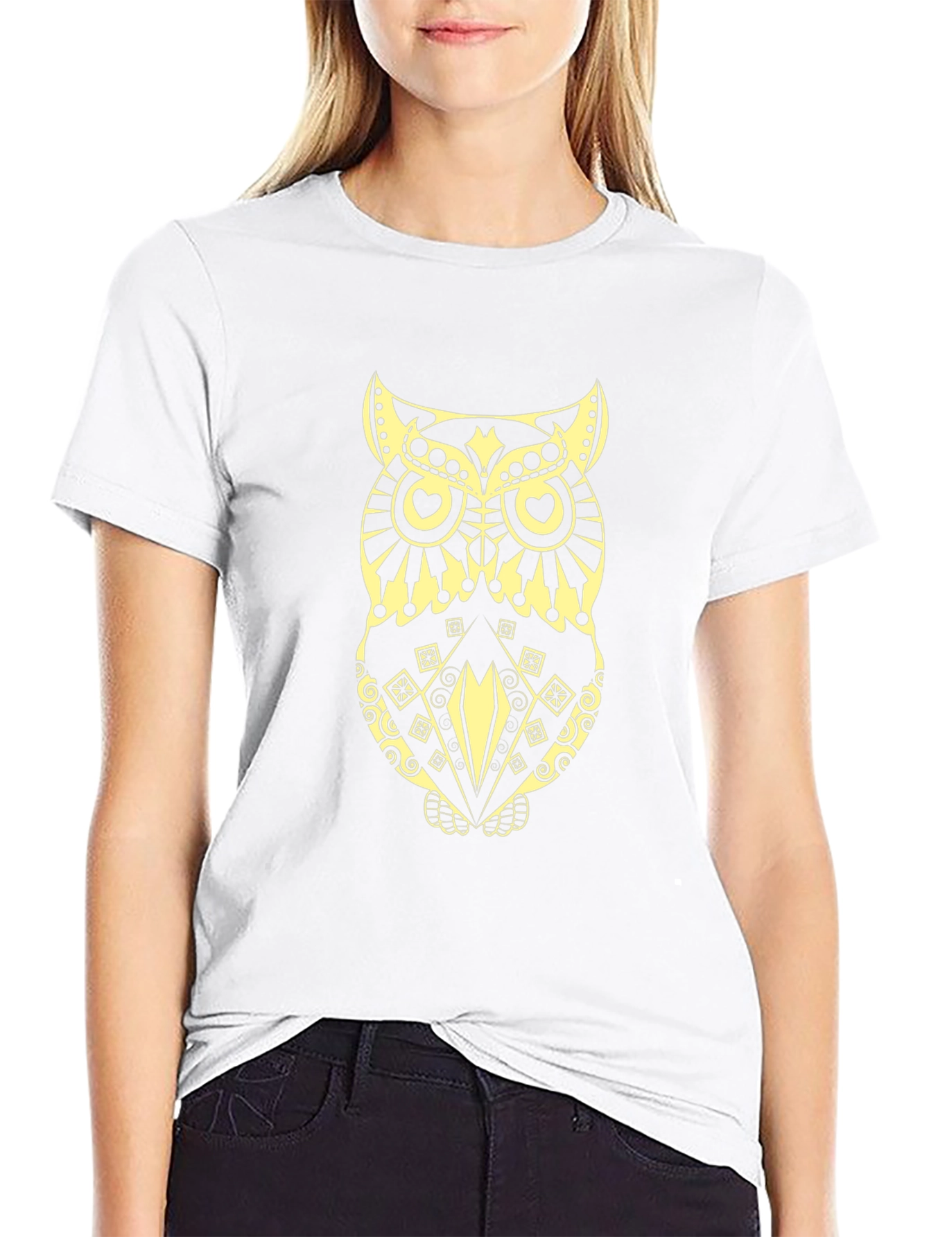 Black Black Owl Graphic Print Tee view 9