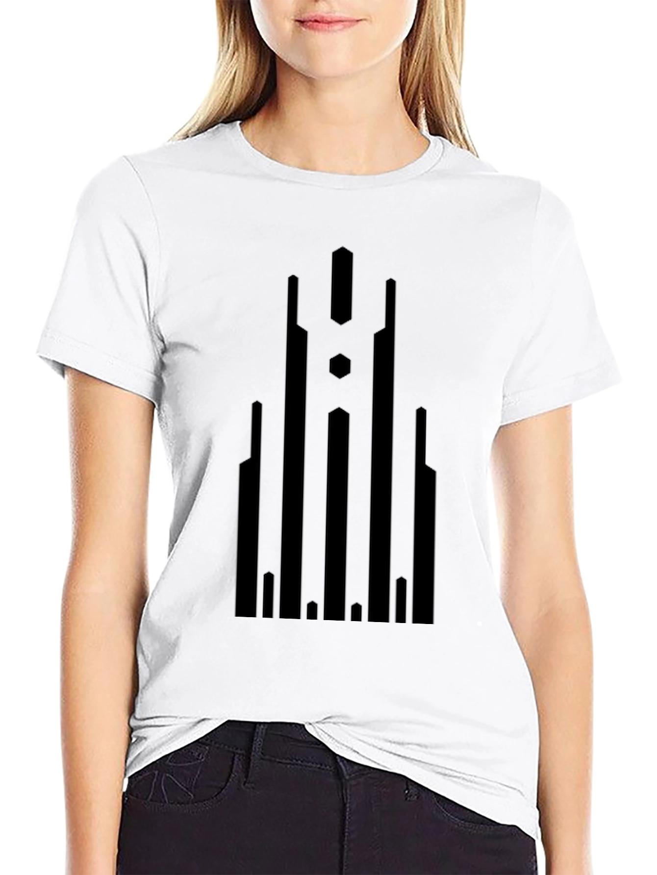 Black Abstract Graphic Print Black Tee view 9