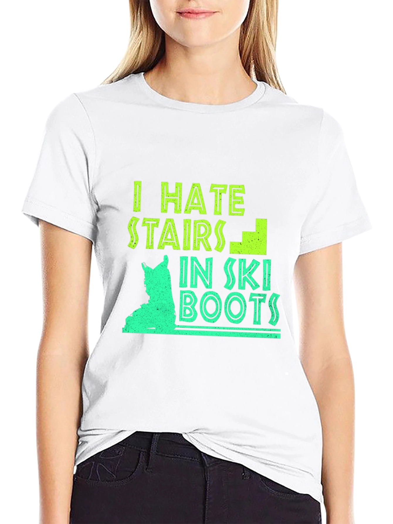 Black I Hate Stairs in Ski Boots Graphic Tee view 9