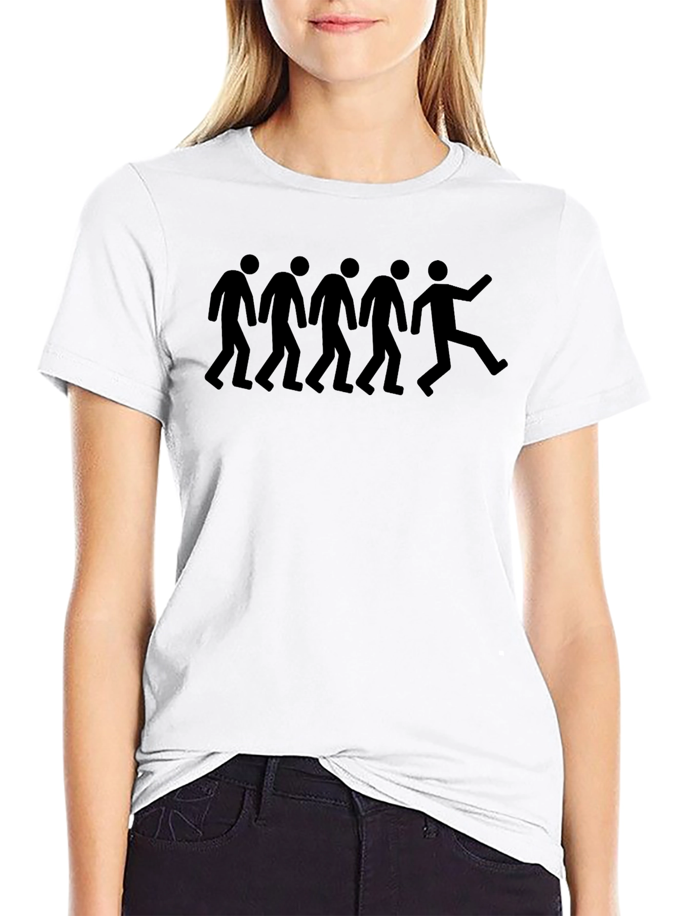 Black Stick Figure Conformity Men's Black T-Shirt view 9