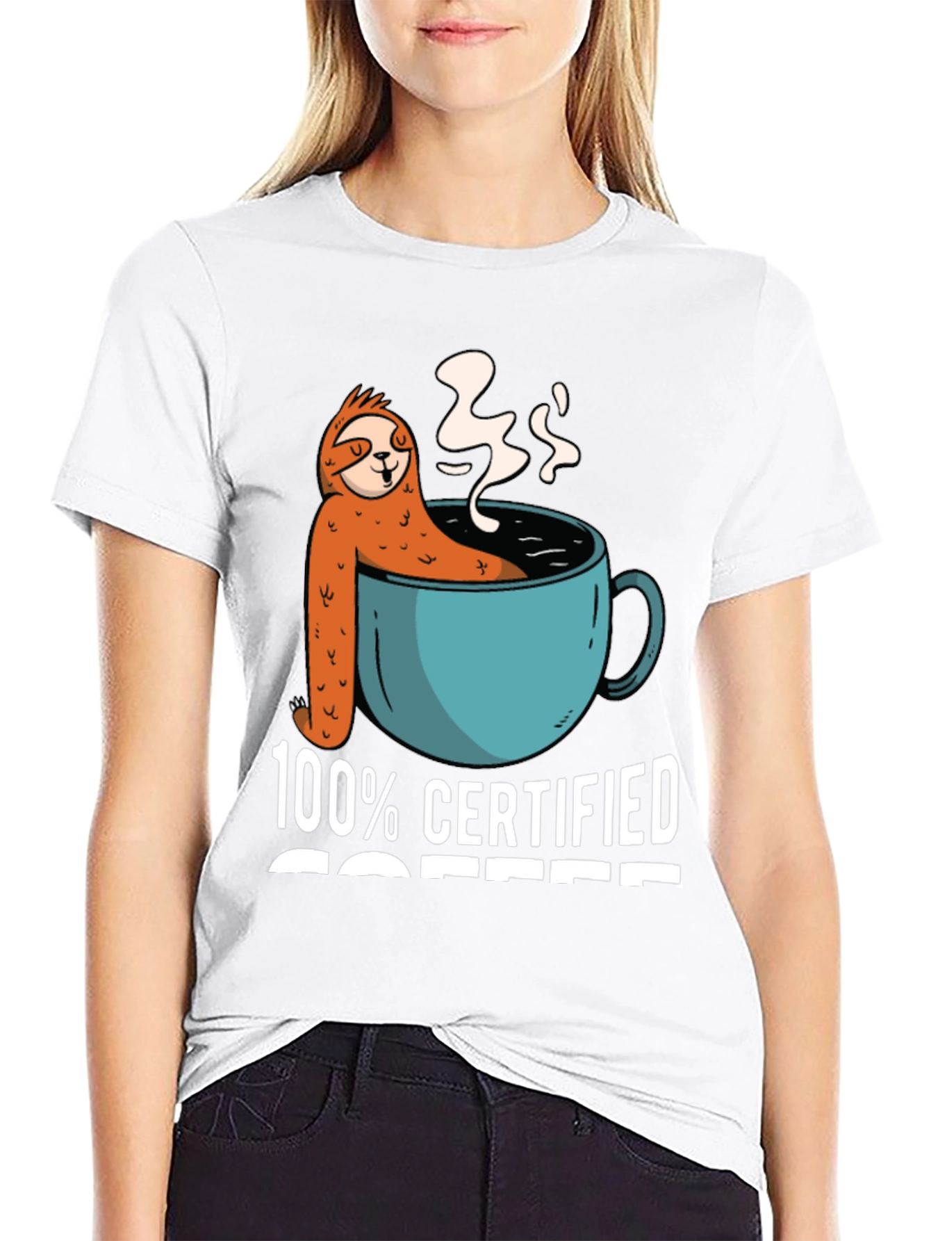 Black 100% Certified Coffee Sloth T-Shirt view 9