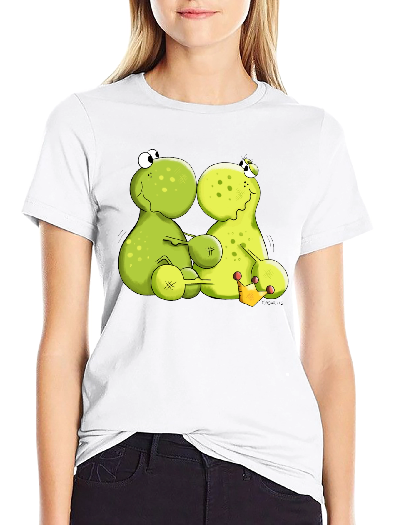 Black Funny Frog Cartoon Graphic Black T-Shirt view 9