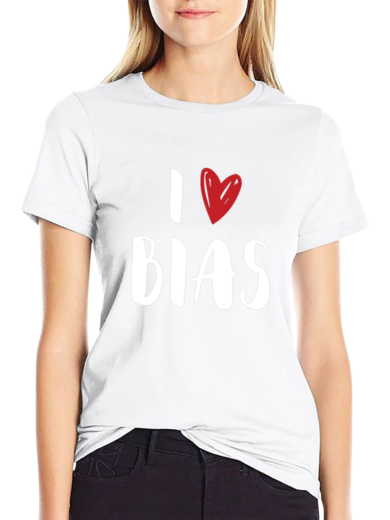 Black I Heart Bias Graphic Tee - Trendy Casual Top view 9