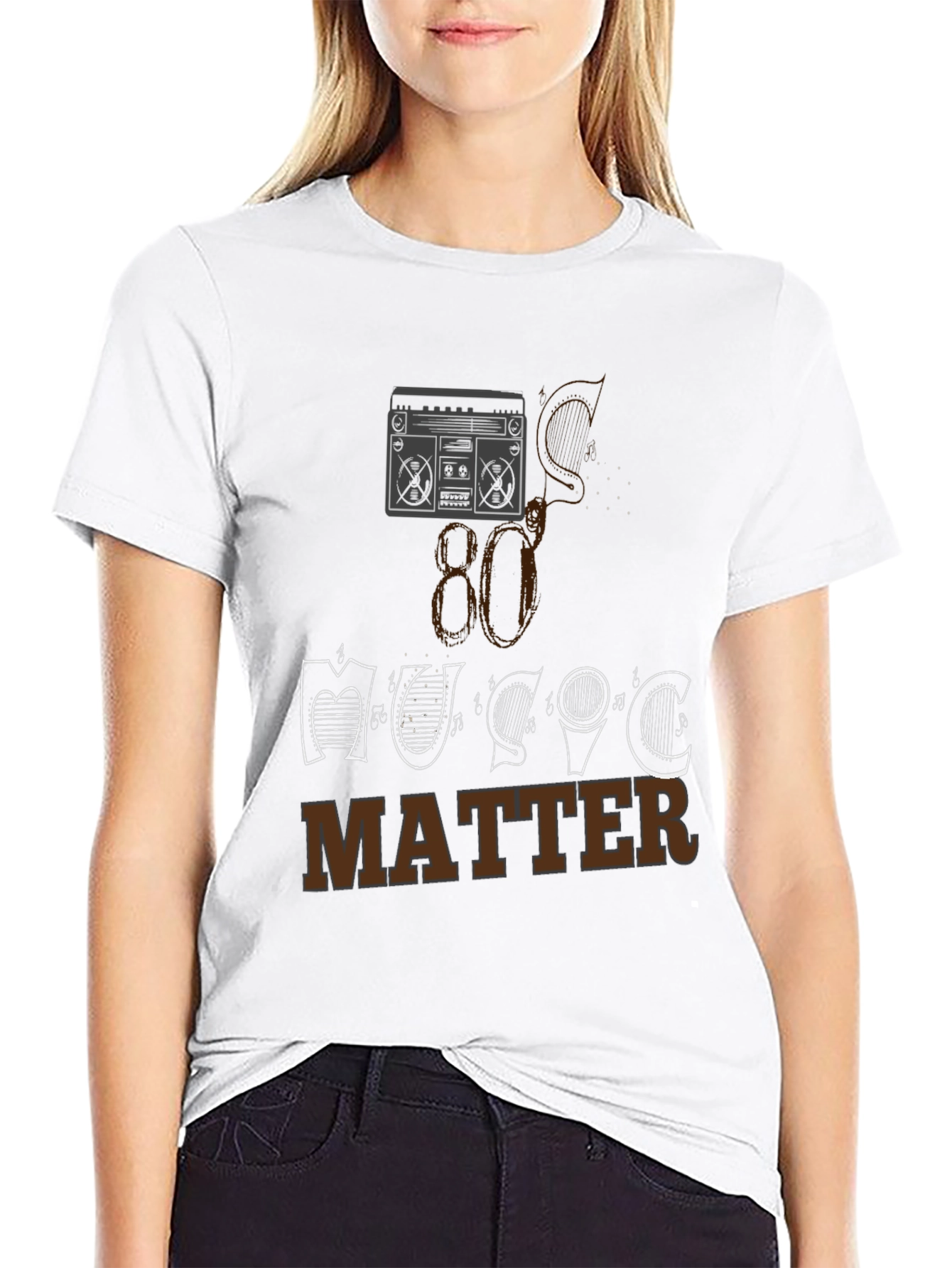 Black 80's Music Matters Graphic Tee view 9