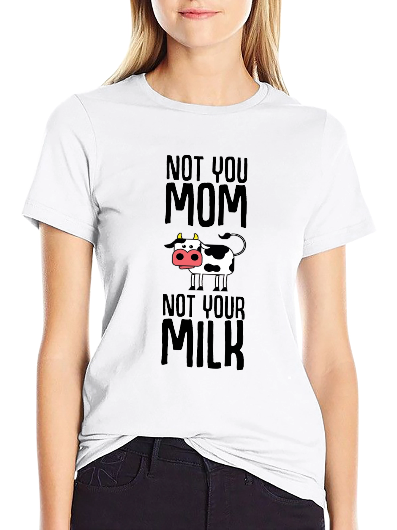 Black Funny Vegan T-Shirt - Not Your Mom Not Your Milk Tee view 9