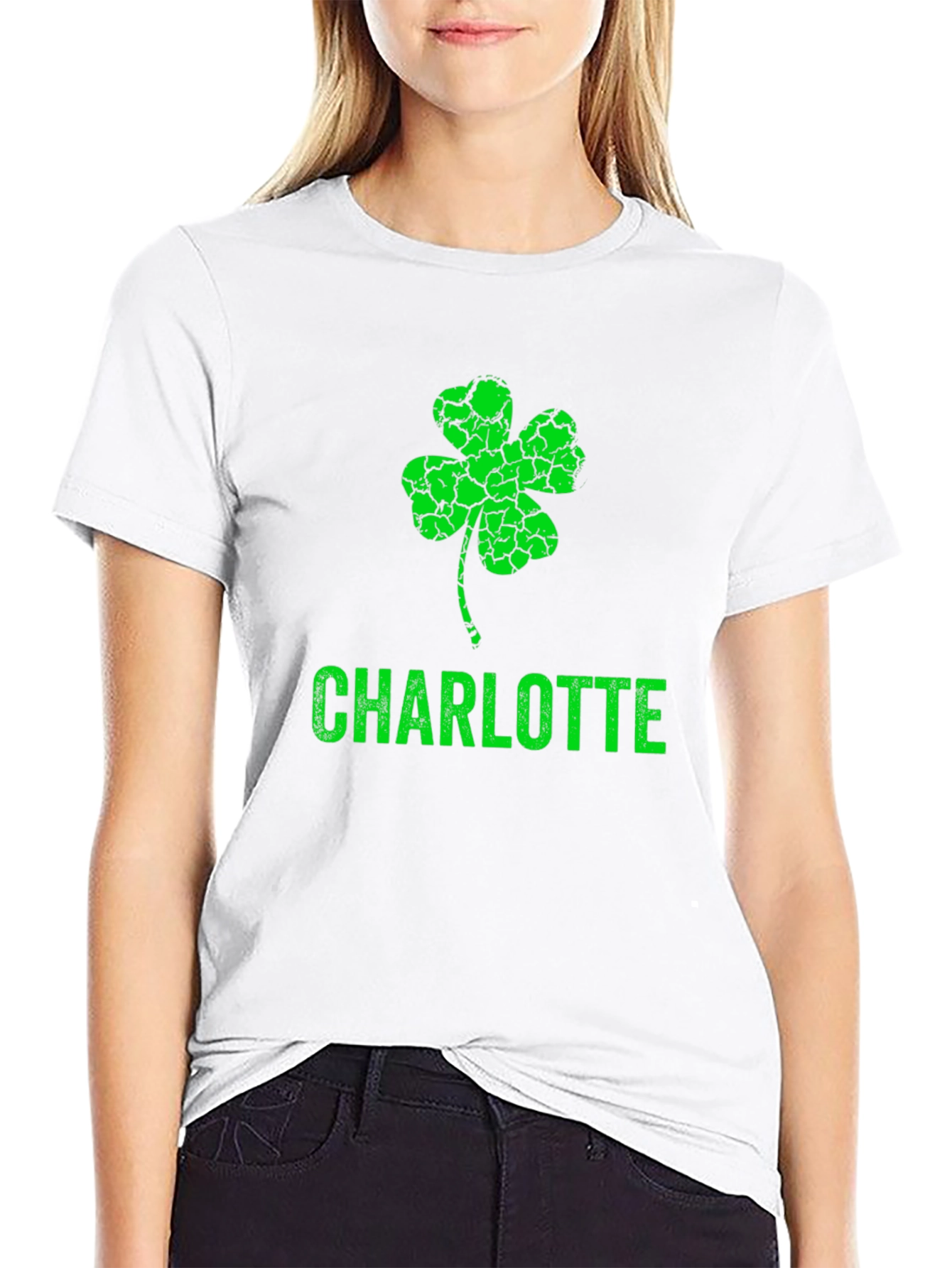 Black St. Patrick's Day Charlotte Shamrock T-Shirt view 9