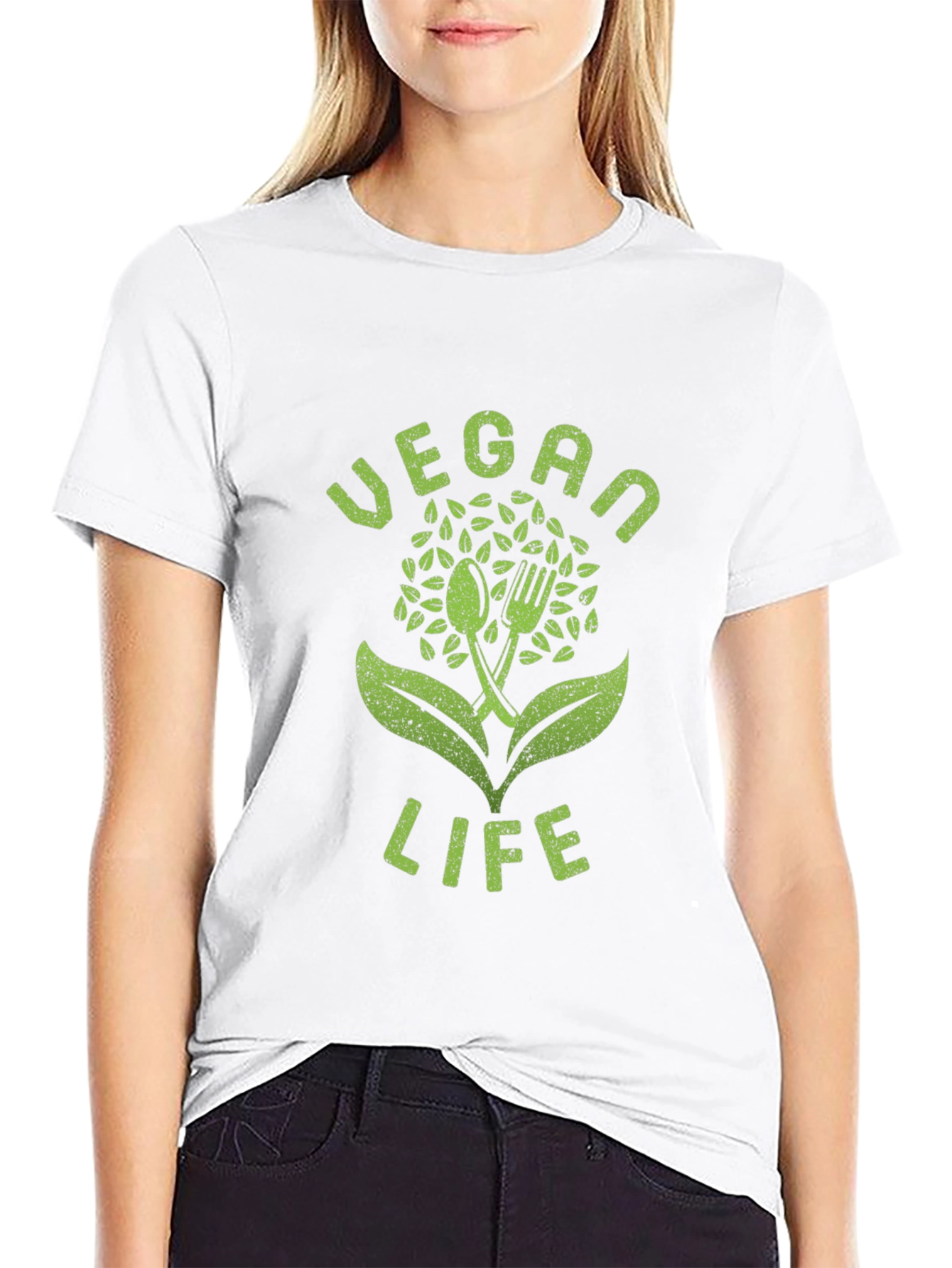 Vegan Life Graphic Tee - Black Cotton T-Shirt - 9