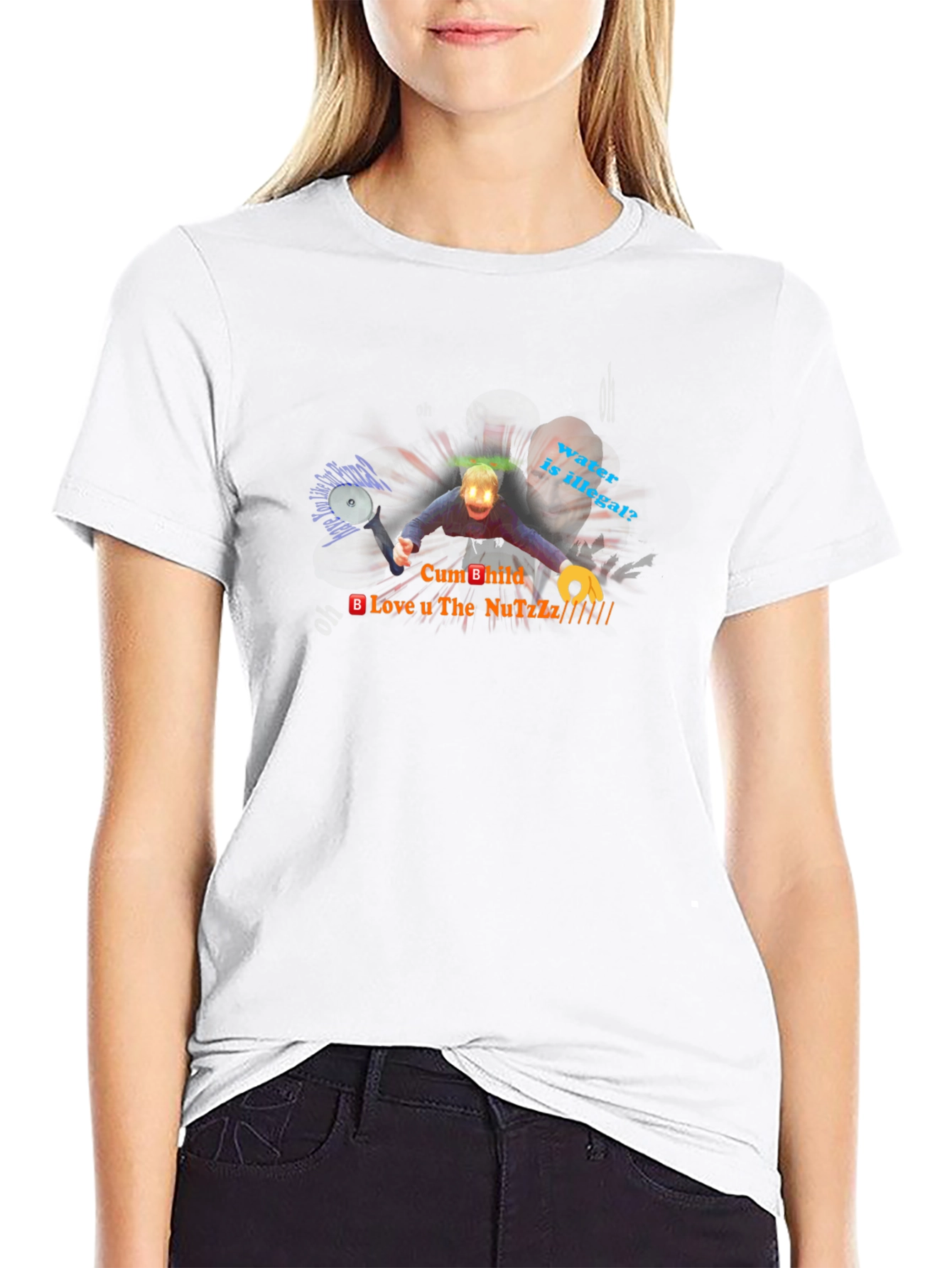 Black Offensive Meme Tee - Black Crew Neck T-Shirt view 9