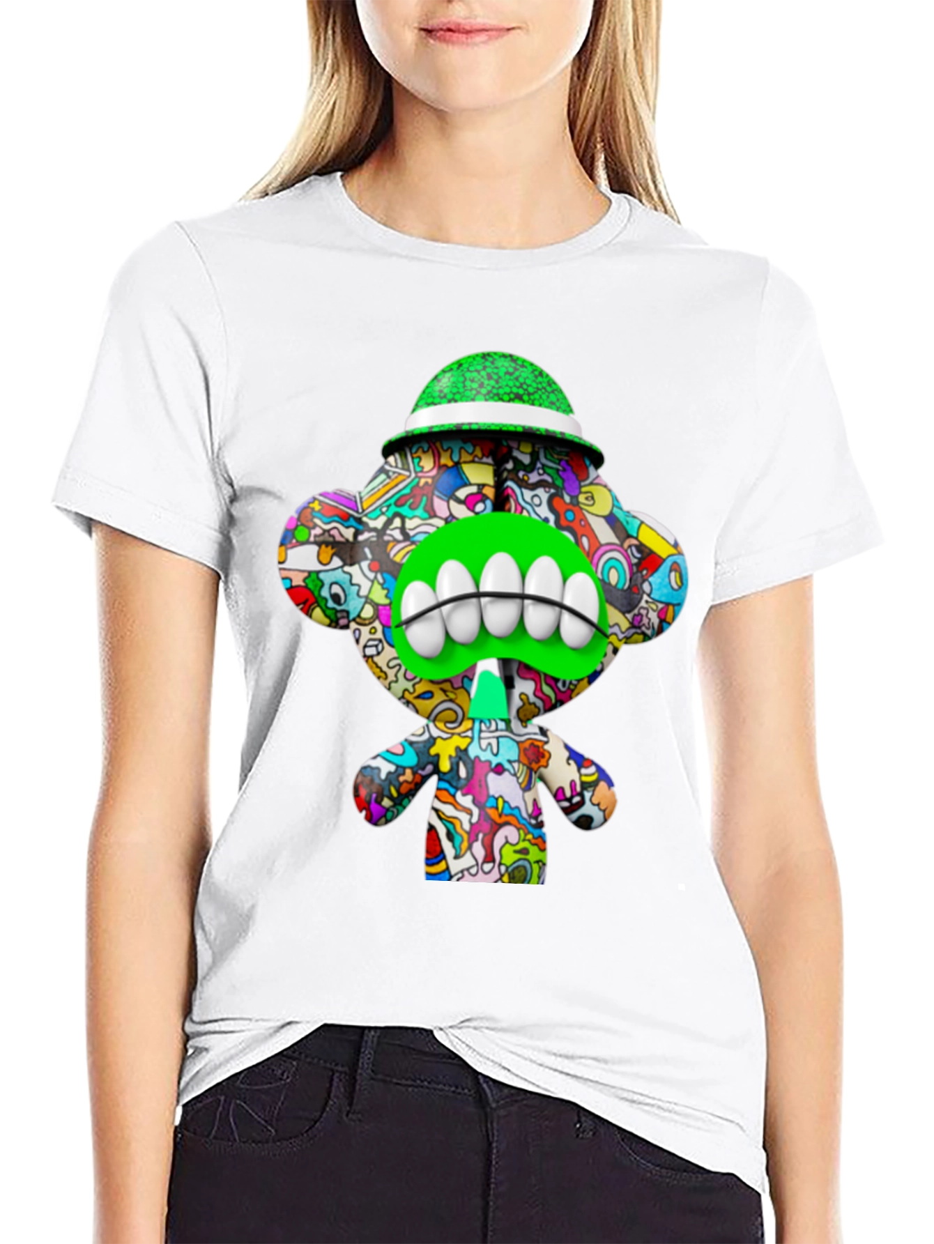 Black Funky Monkey Graphic Tee - Unique Cartoon Design view 9