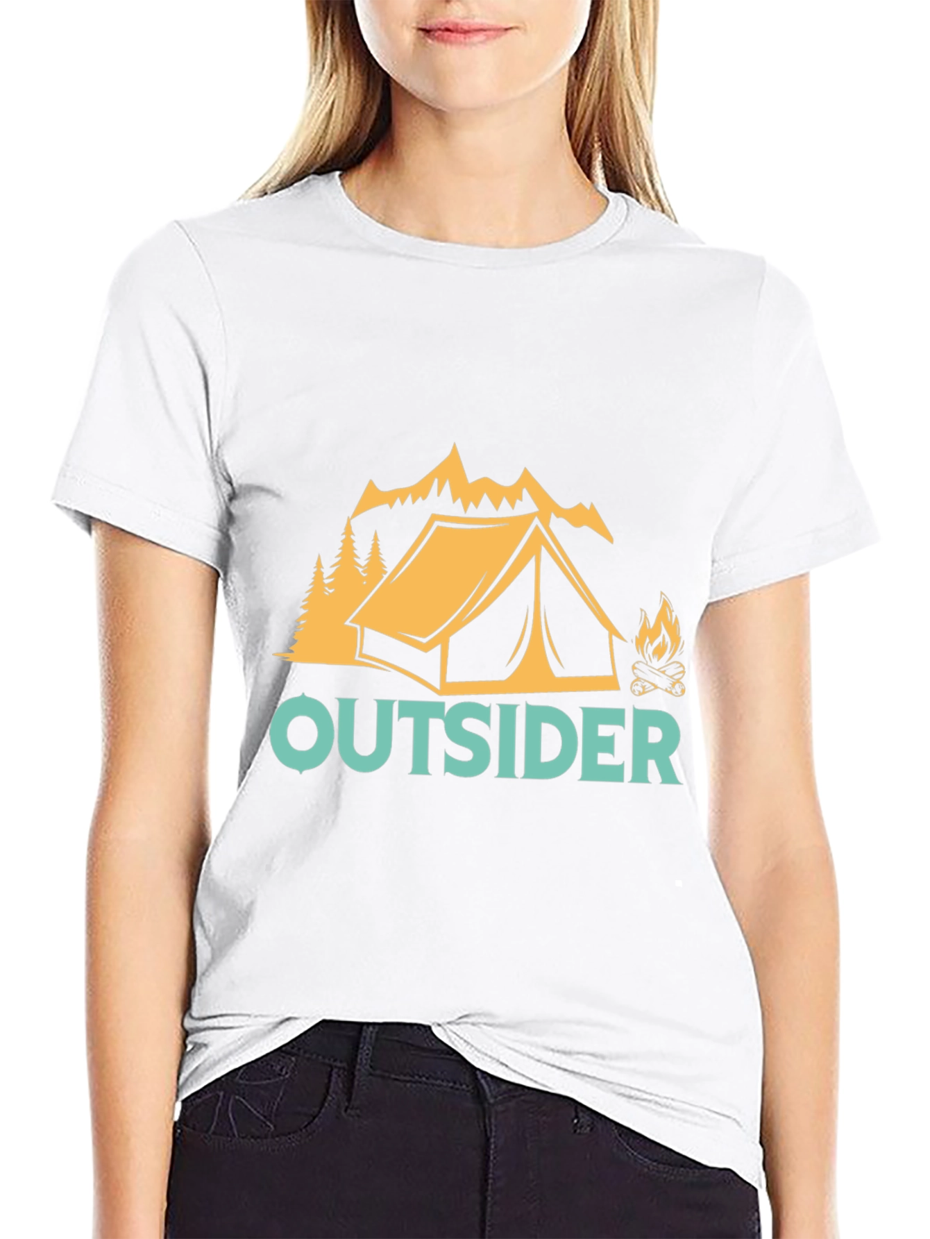 Black Outsider Camping Graphic Tee view 9