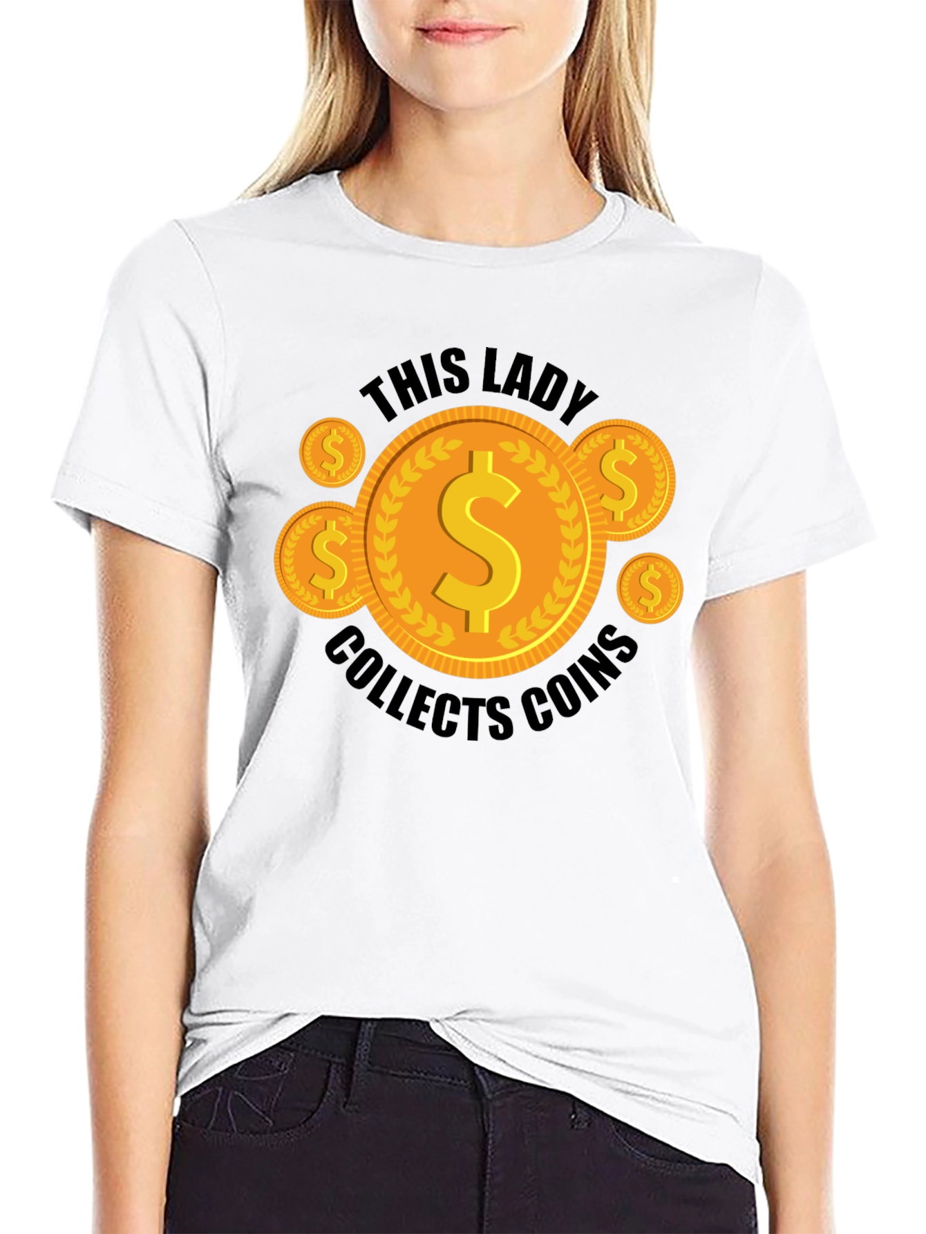 Black This Lady Collects Coins Graphic Tee view 9