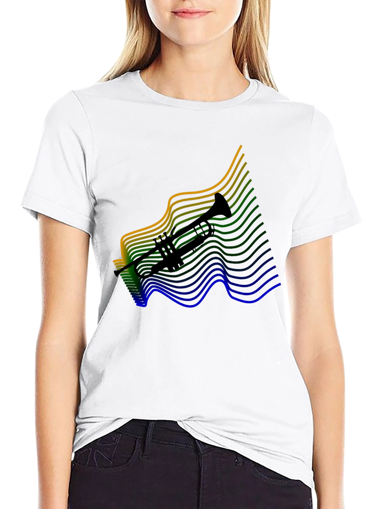 Black Trumpet Black Tee - Musical Instrument Shirt view 9