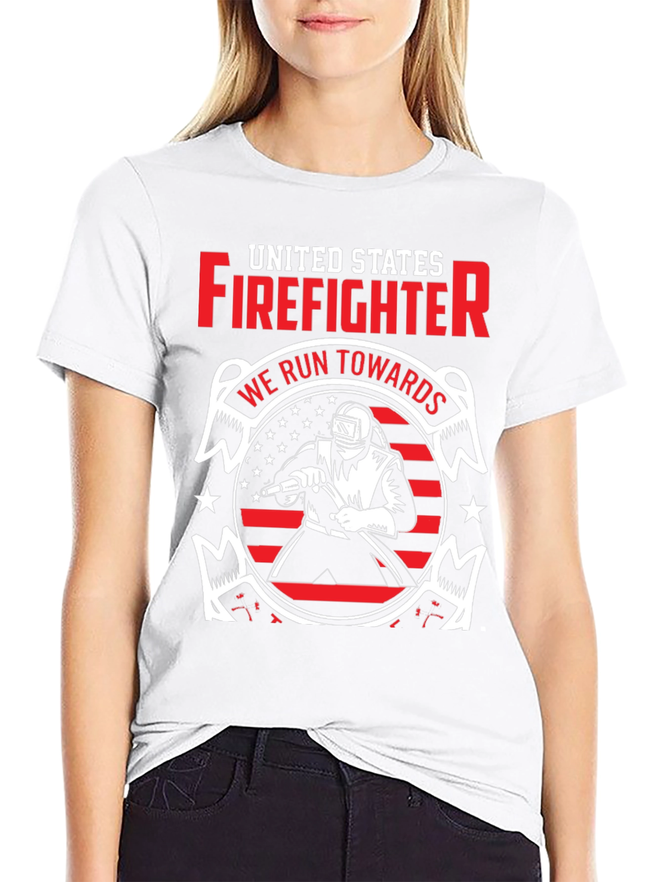 Black United States Firefighter Graphic T-Shirt view 9