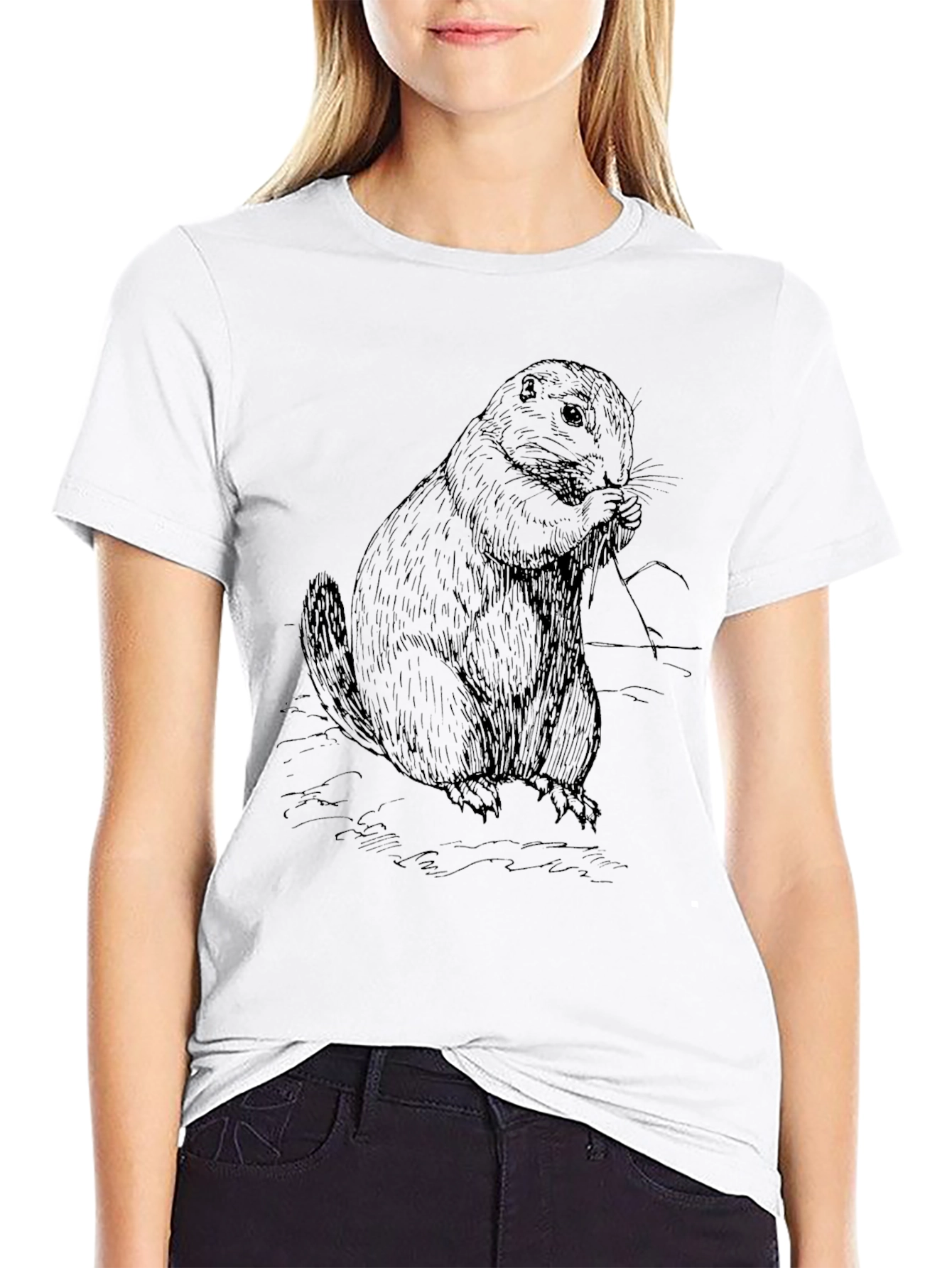 Black Groundhog Graphic Tee - Black Cotton Blend view 9