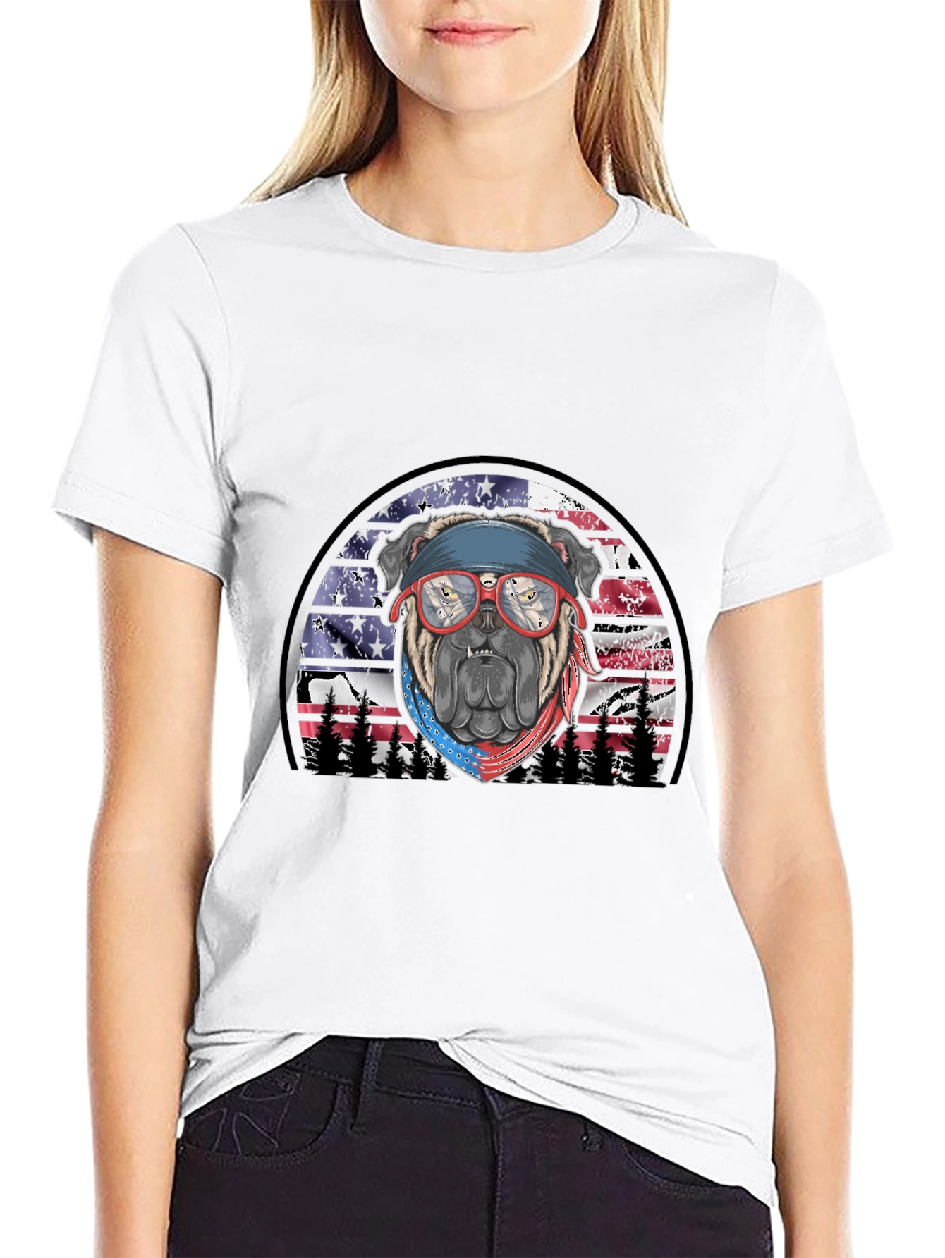 Black Patriotic Bulldog T-Shirt view 9