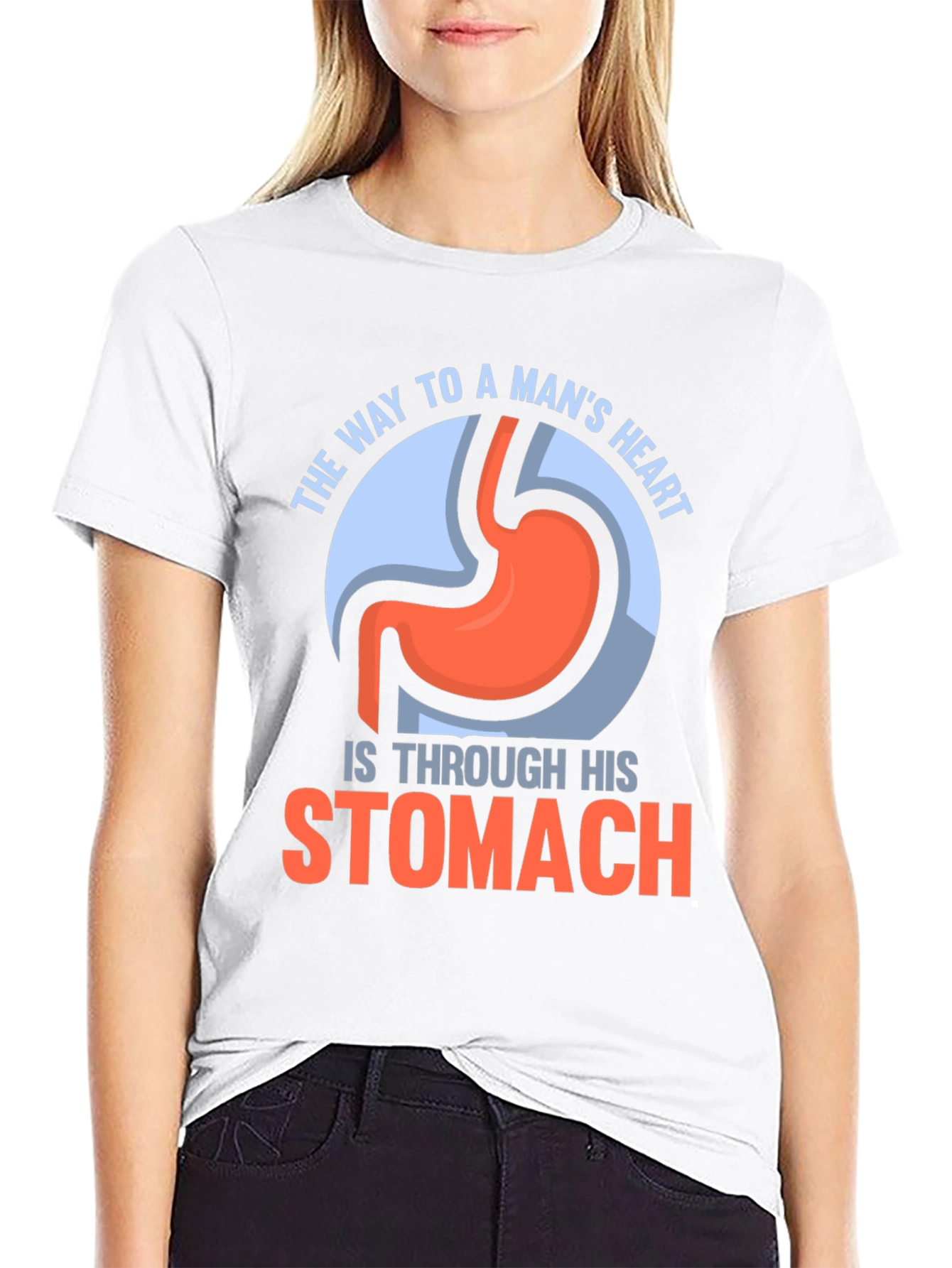 Black Funny Stomach T-Shirt - Way To A Man's Heart view 9