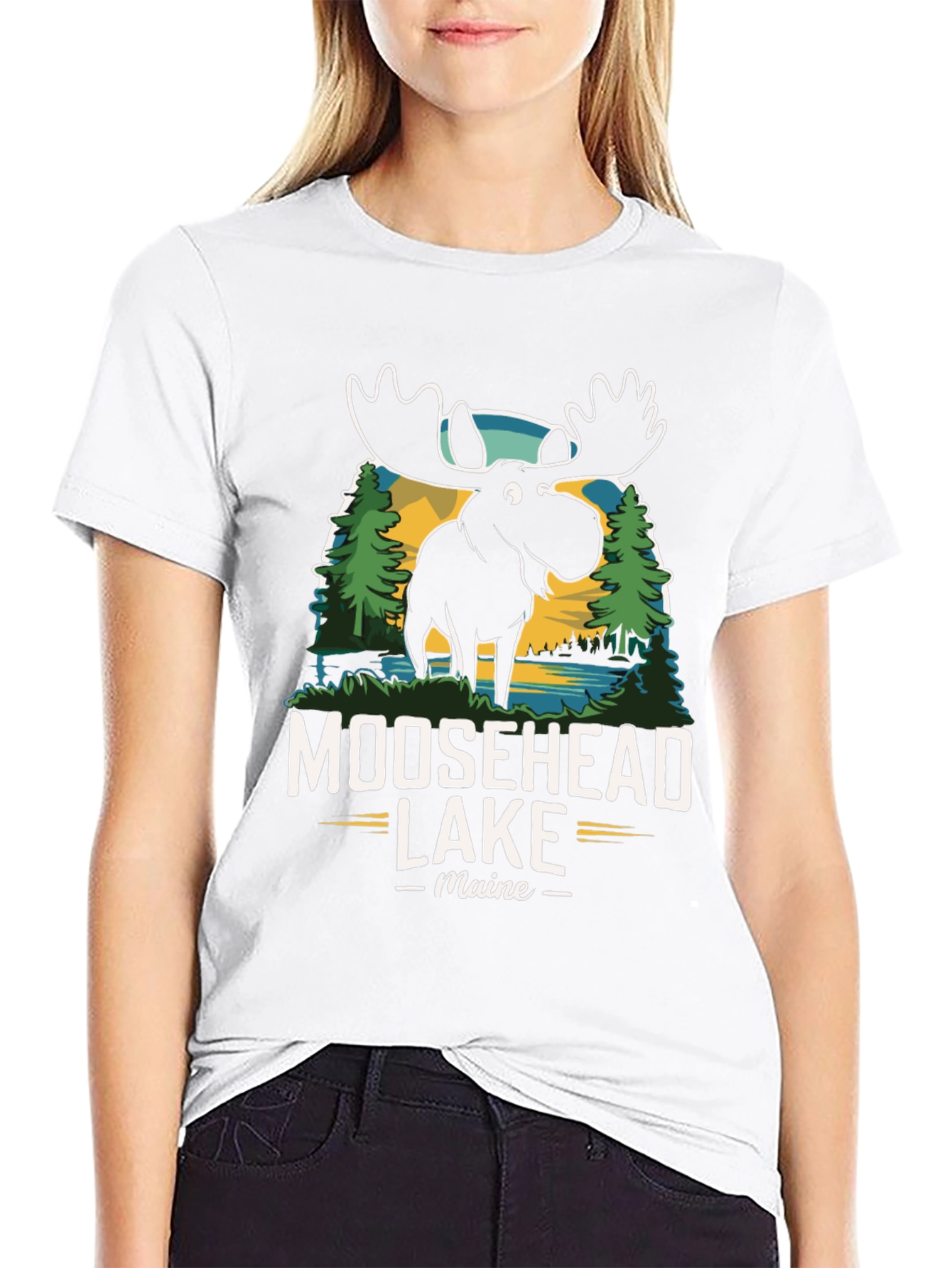 Black Moosehead Lake Maine Graphic Tee view 9