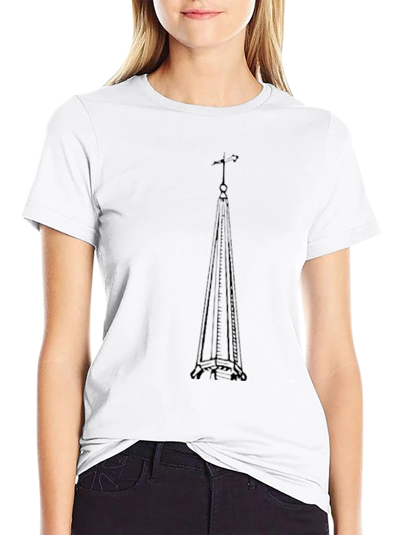 Black Eiffel Tower Silhouette Graphic Tee - Black Cotton Blend view 9