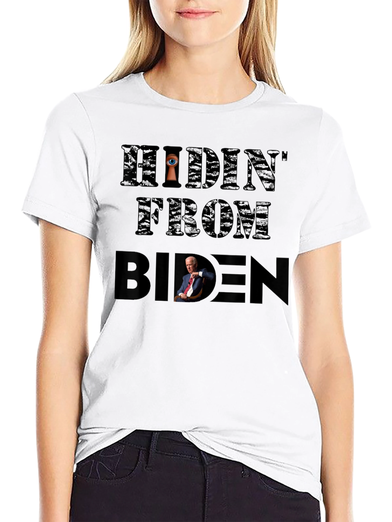 Black Hidin' From Biden Graphic T-Shirt view 9