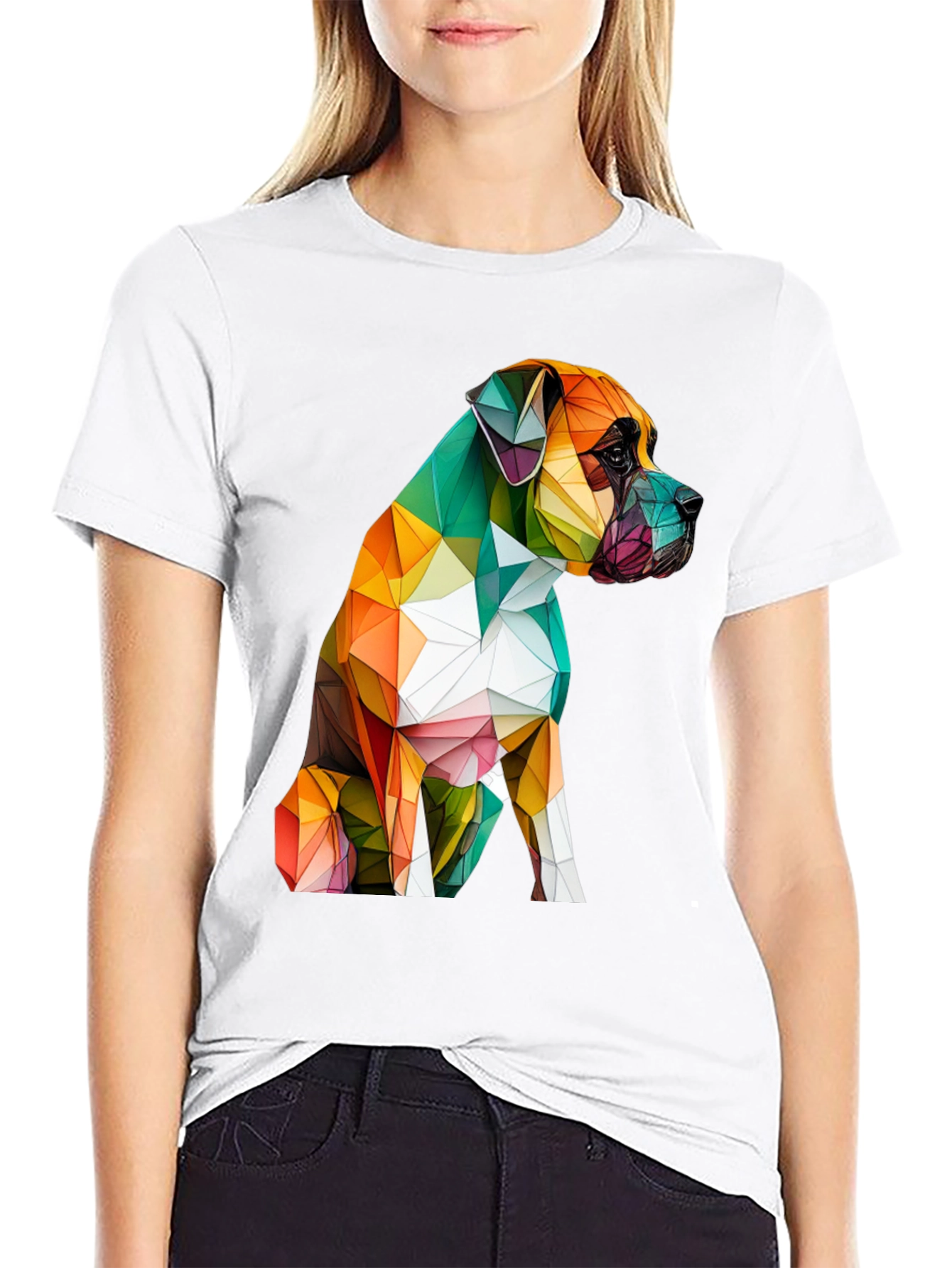 Black Geometric Dog Graphic Tee - Modern Art Shirt view 9