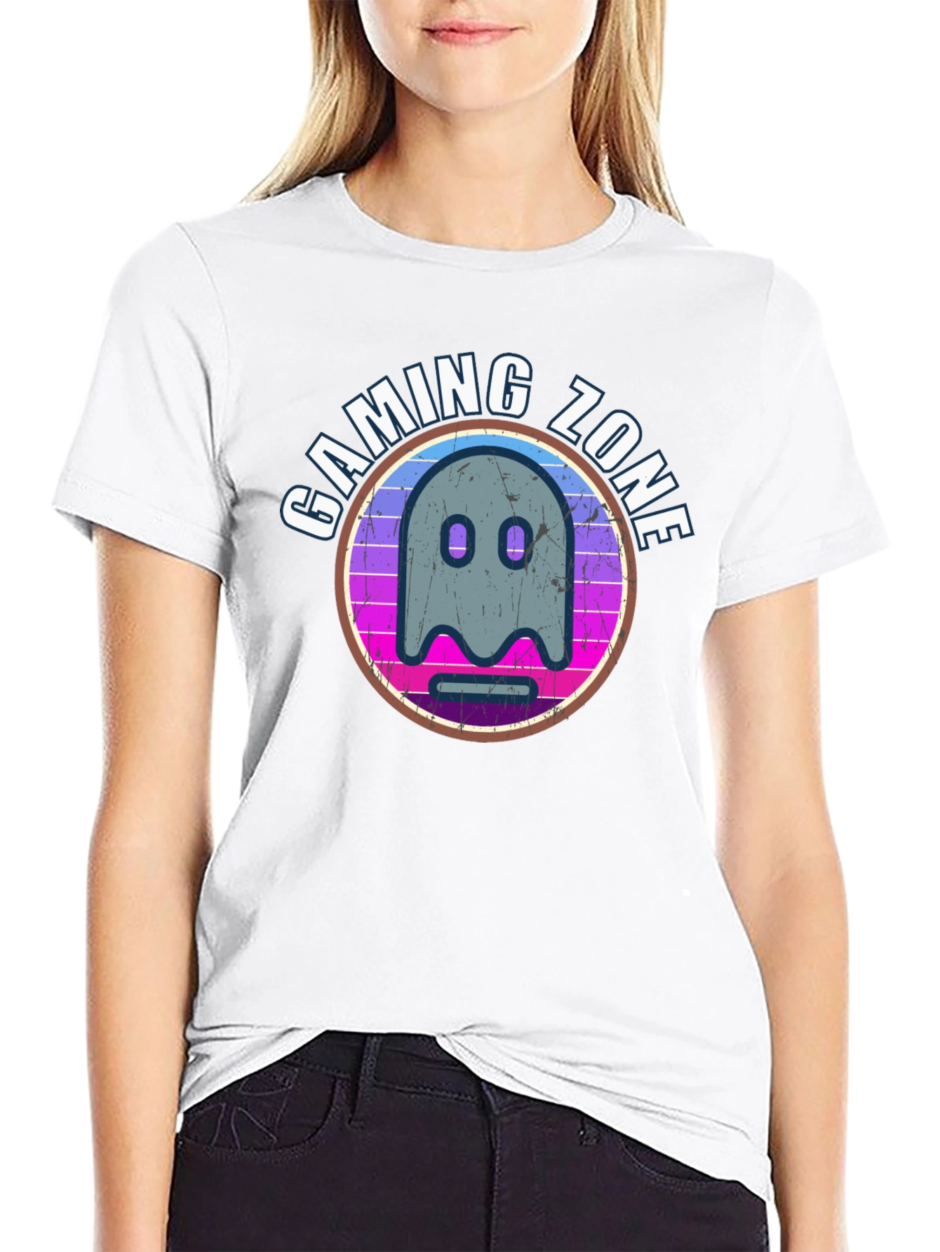 Black Gaming Zone Ghost Graphic T-Shirt view 9