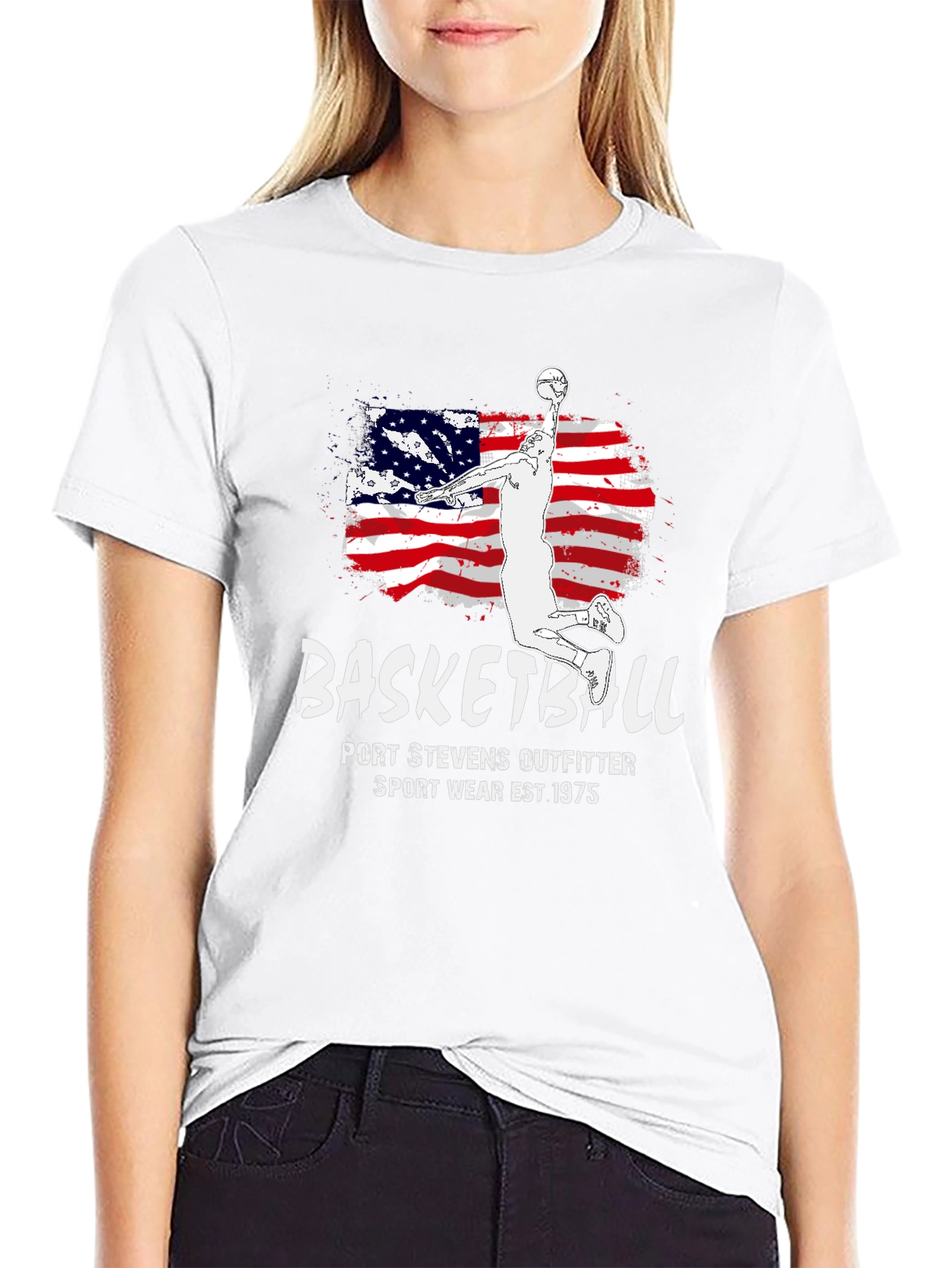 Black Basketball USA Flag Graphic Tee - Port Stevens Outfitters view 9