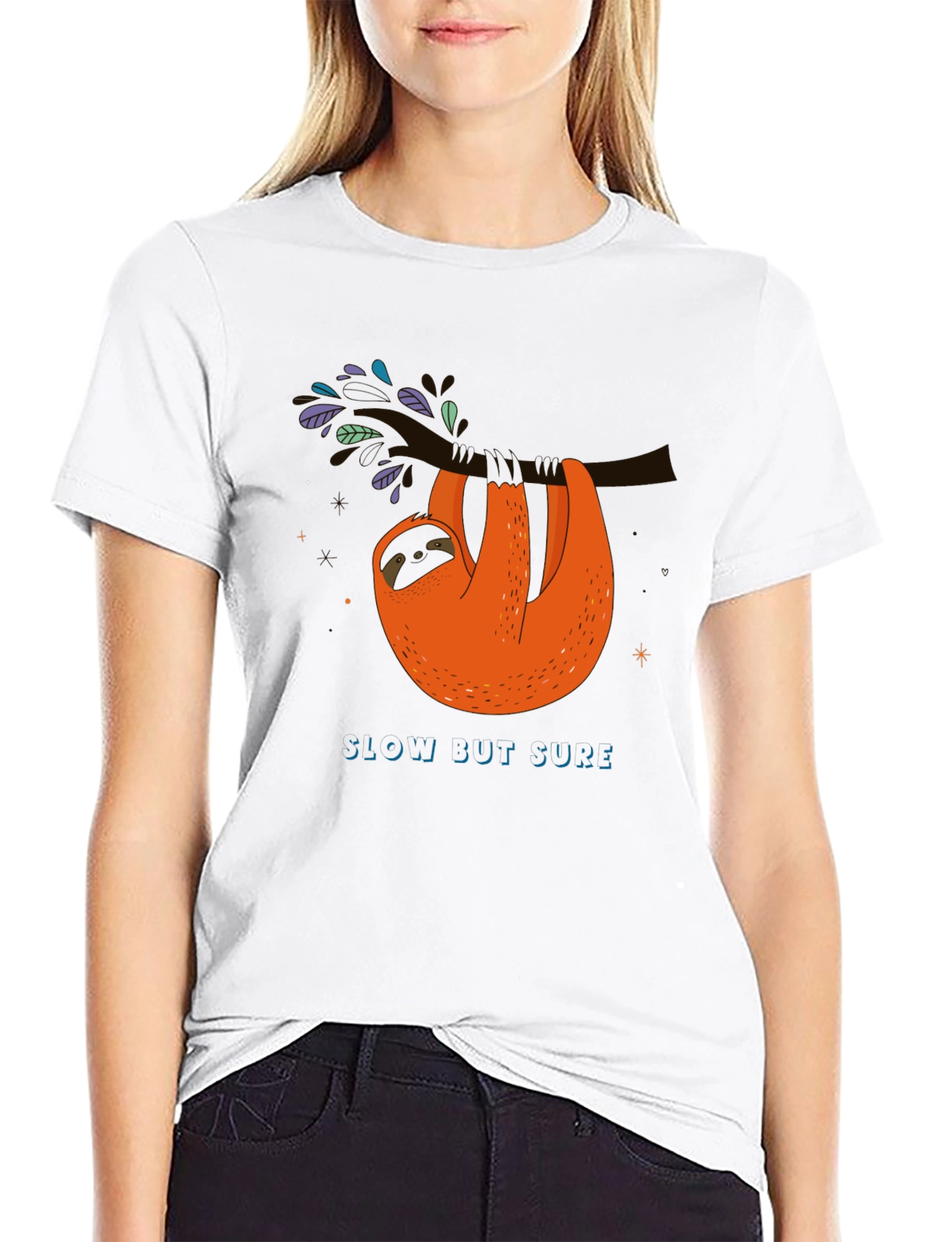 Black Slow But Sure Sloth Graphic Tee - Black view 9