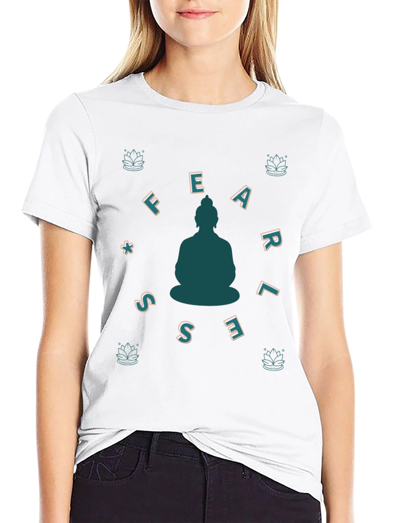 Black Fearless Buddha Graphic Tee view 9
