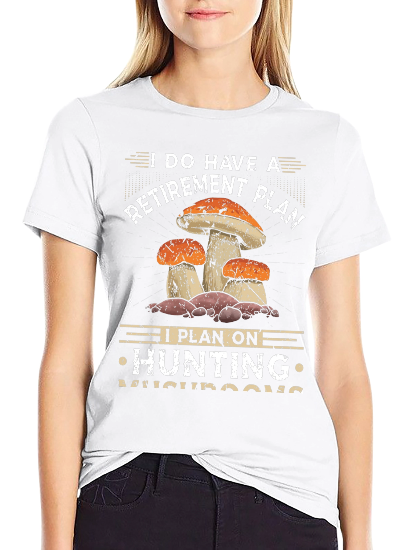 Black Mushroom Hunting Retirement Plan Graphic Tee view 9