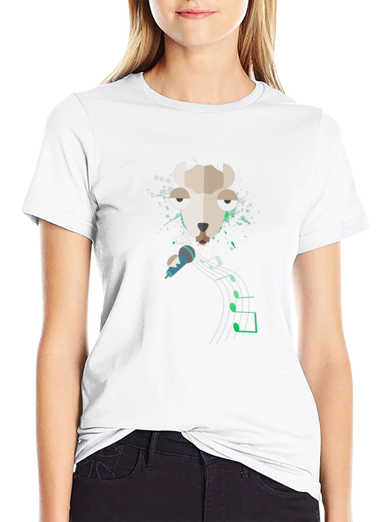 Black Singing Llama Graphic Tee - Cool Musical Design view 9