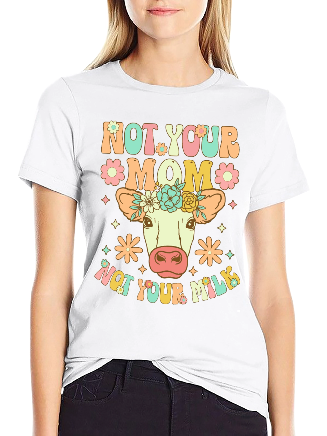 Black Not Your Mom, Not Your Milk Vegan T-Shirt view 9