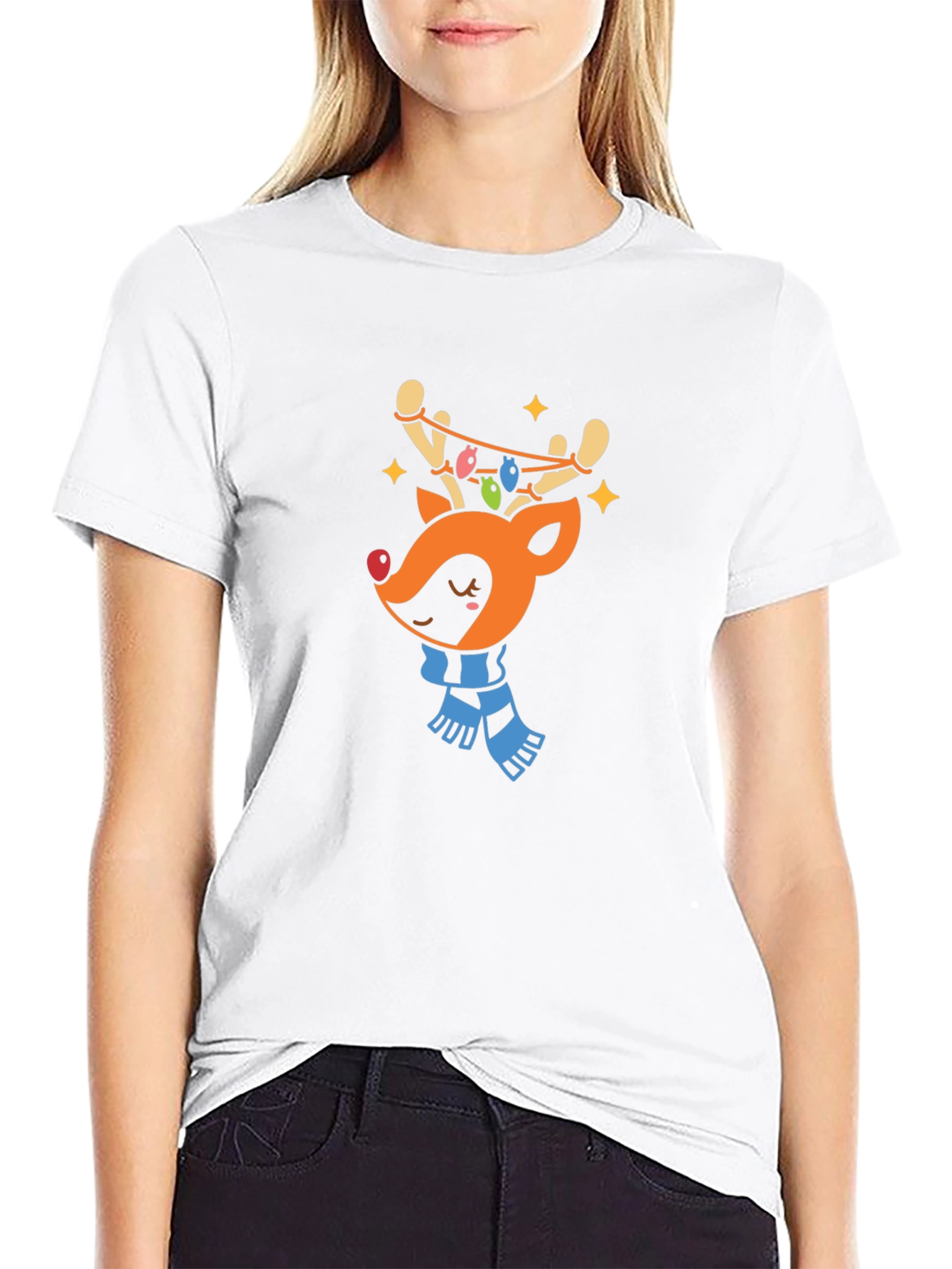Black Festive Reindeer Graphic Tee - Holiday Cheer! view 9