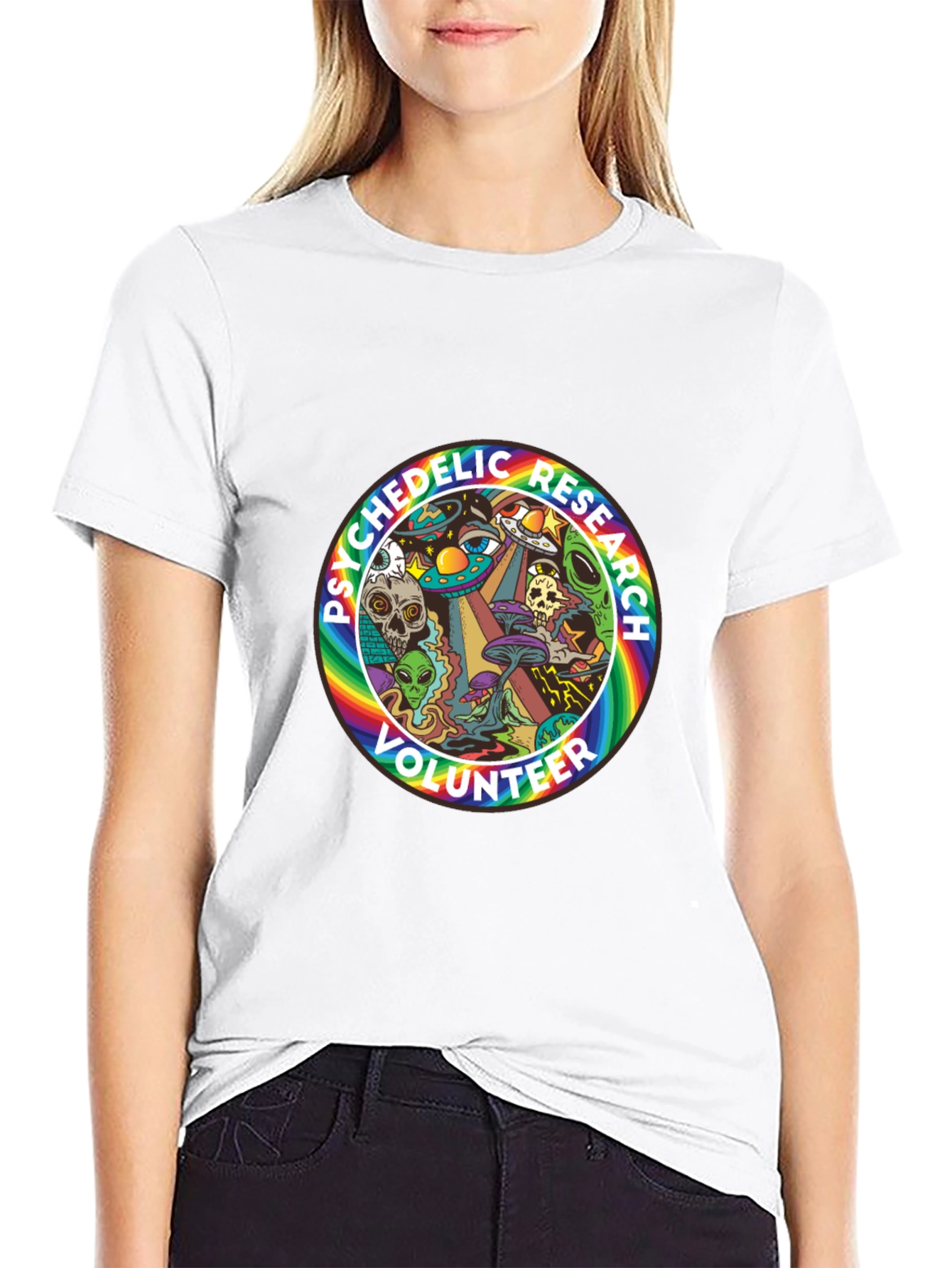 Black Psychedelic Research Volunteer T-Shirt - Black Cotton view 9