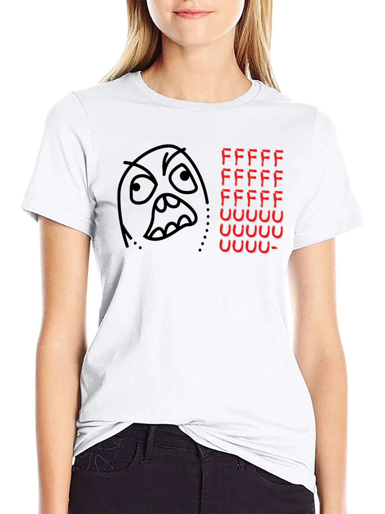 Black Rage Comic Black T-Shirt - FFFFFFFUUUUUU view 9