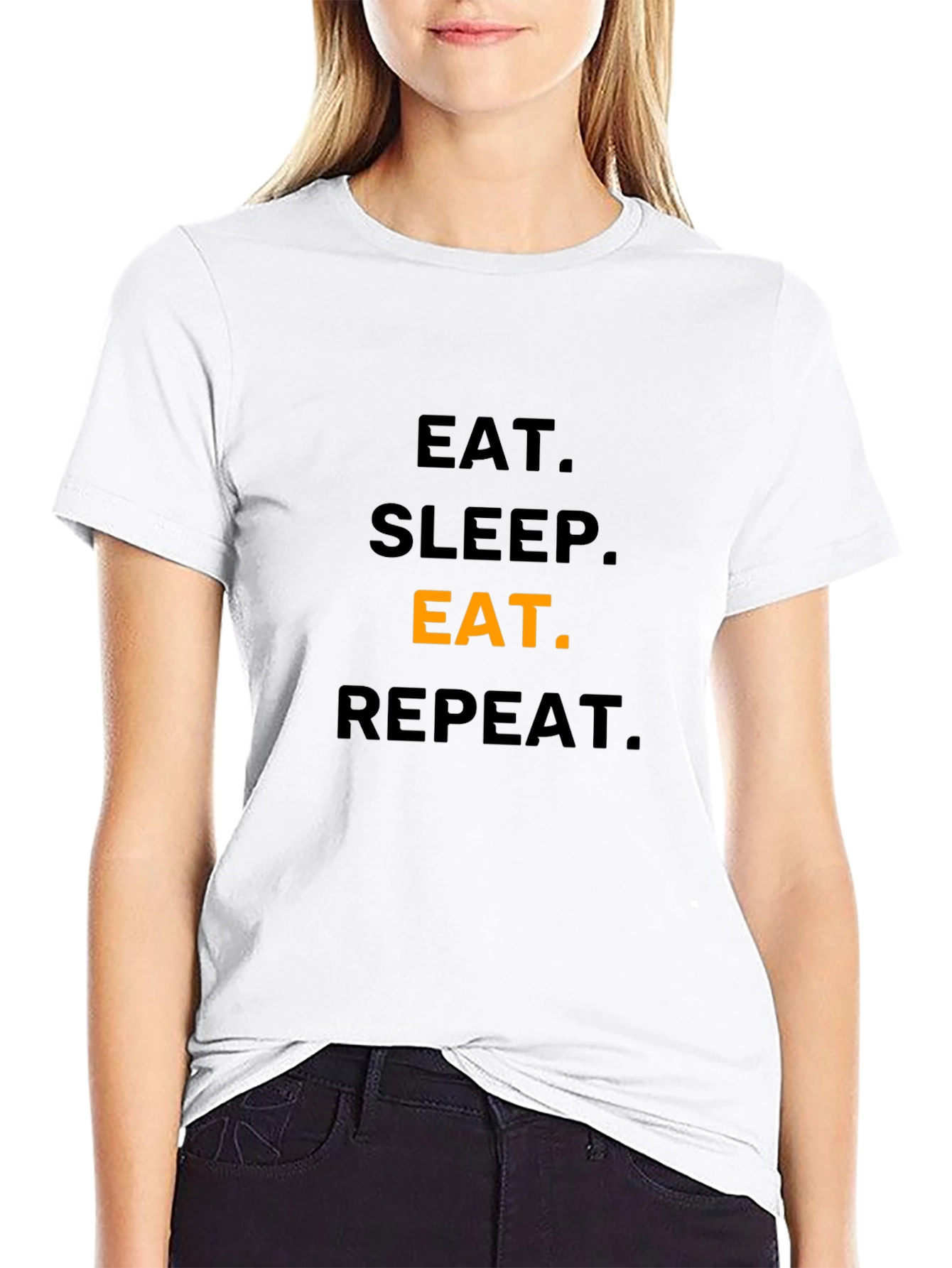 Black Eat, Sleep, Eat, Repeat T-Shirt - Funny Foodie Tee view 9