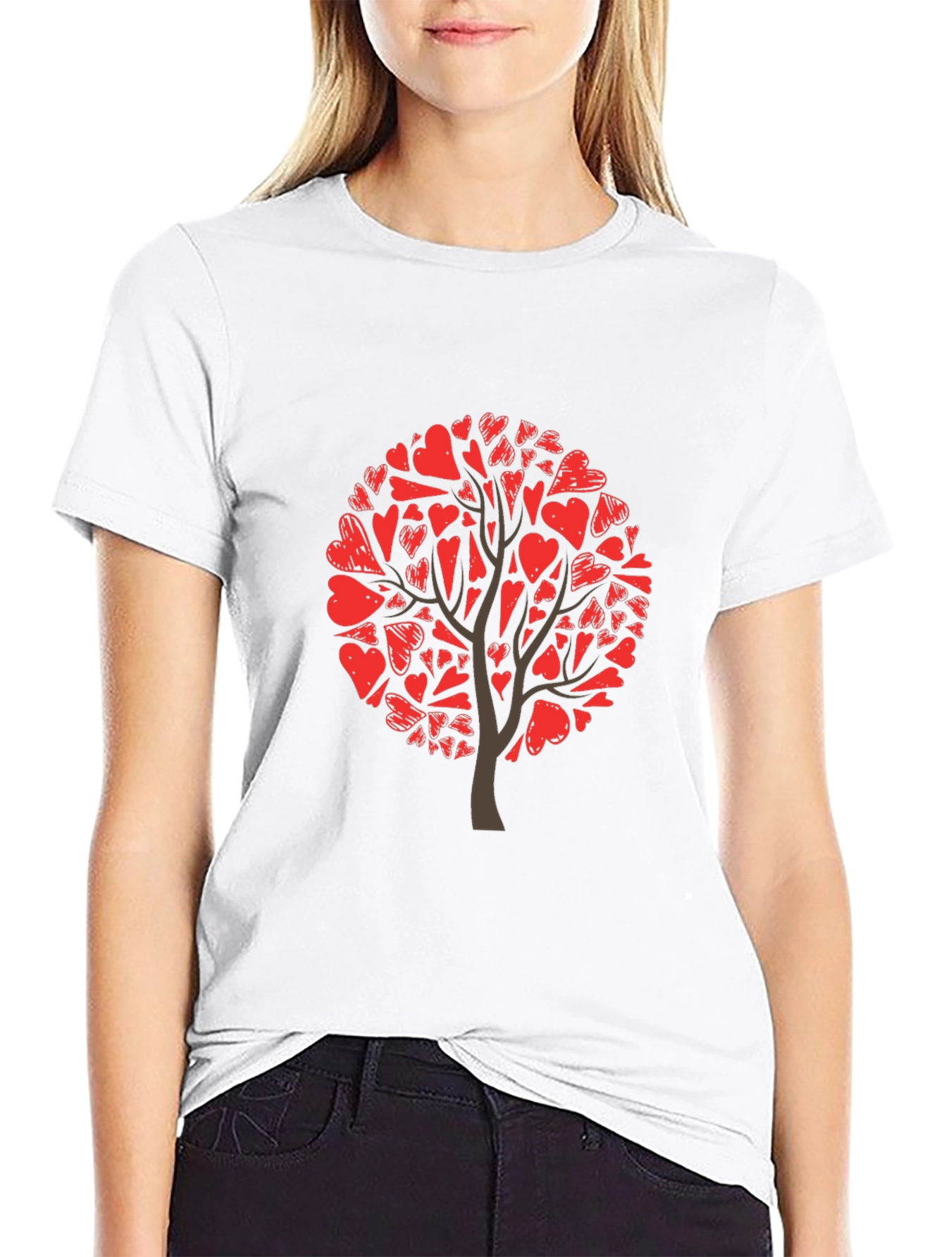 Black Heart Tree Graphic Tee - Black Cotton Blend view 9