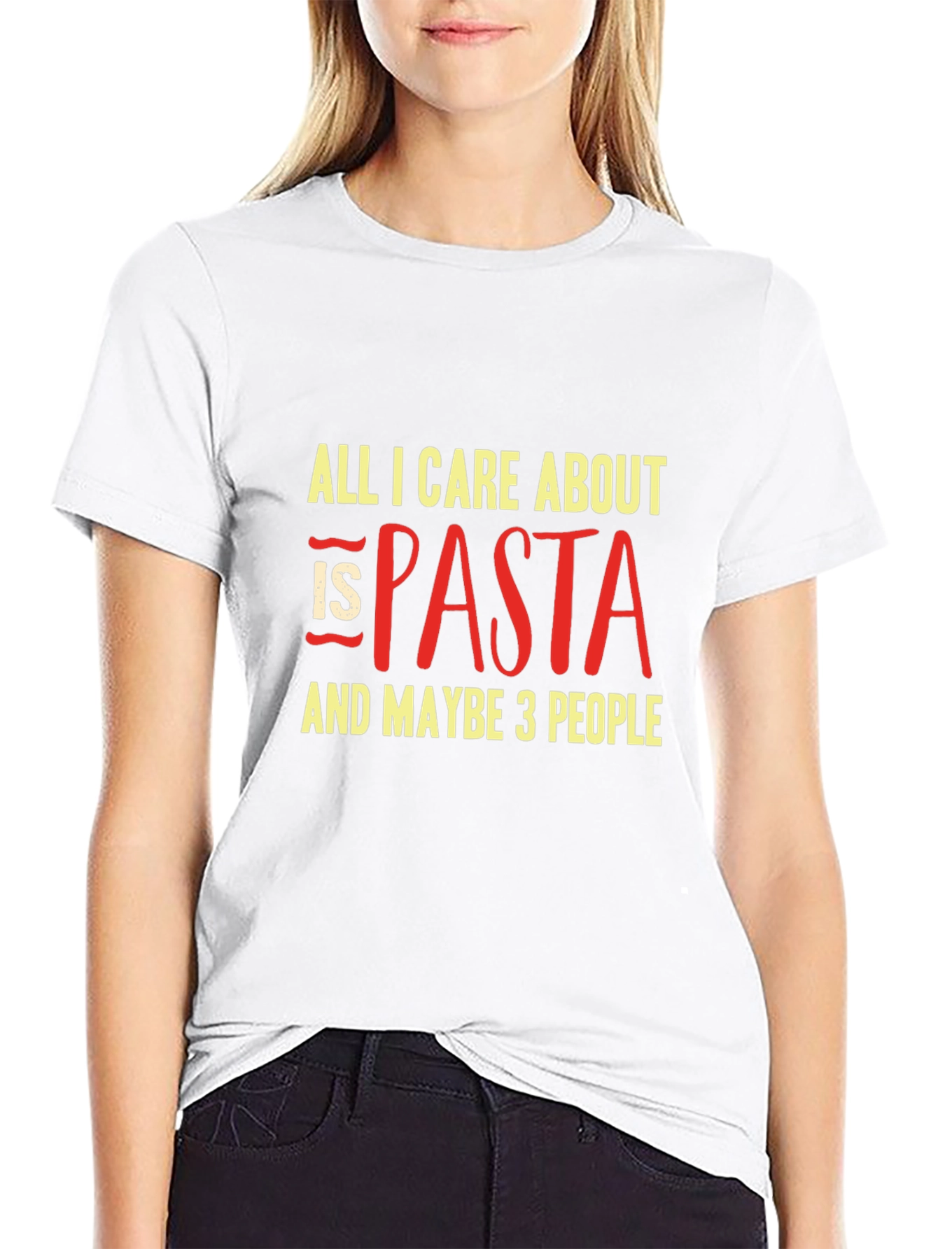 Black Pasta Lover T-Shirt - All I Care About is Pasta! view 9
