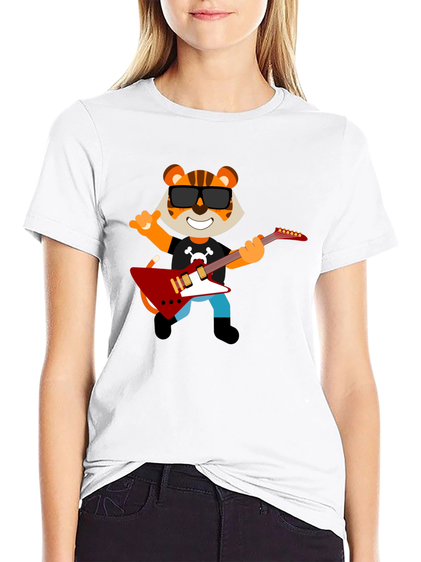 Black Rockstar Tiger Graphic Tee - Black Cotton T-Shirt view 9