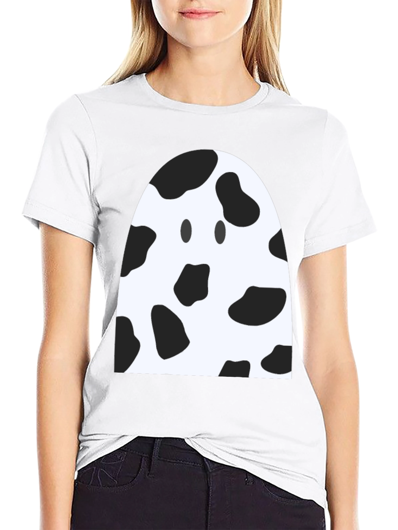 Black Cow Print Ghost T-Shirt view 9