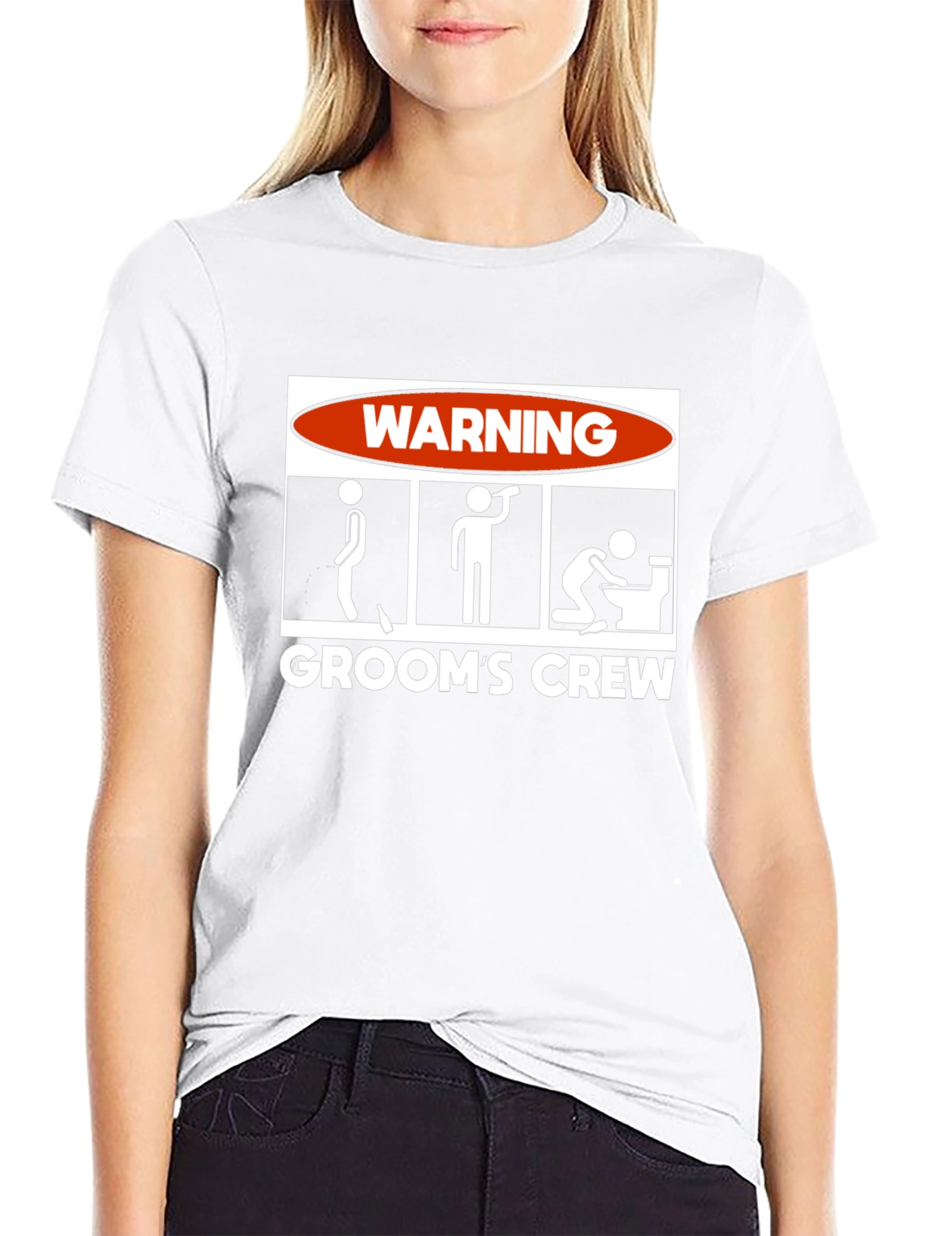 Black Groom's Crew Warning Graphic Novelty T-Shirt view 9