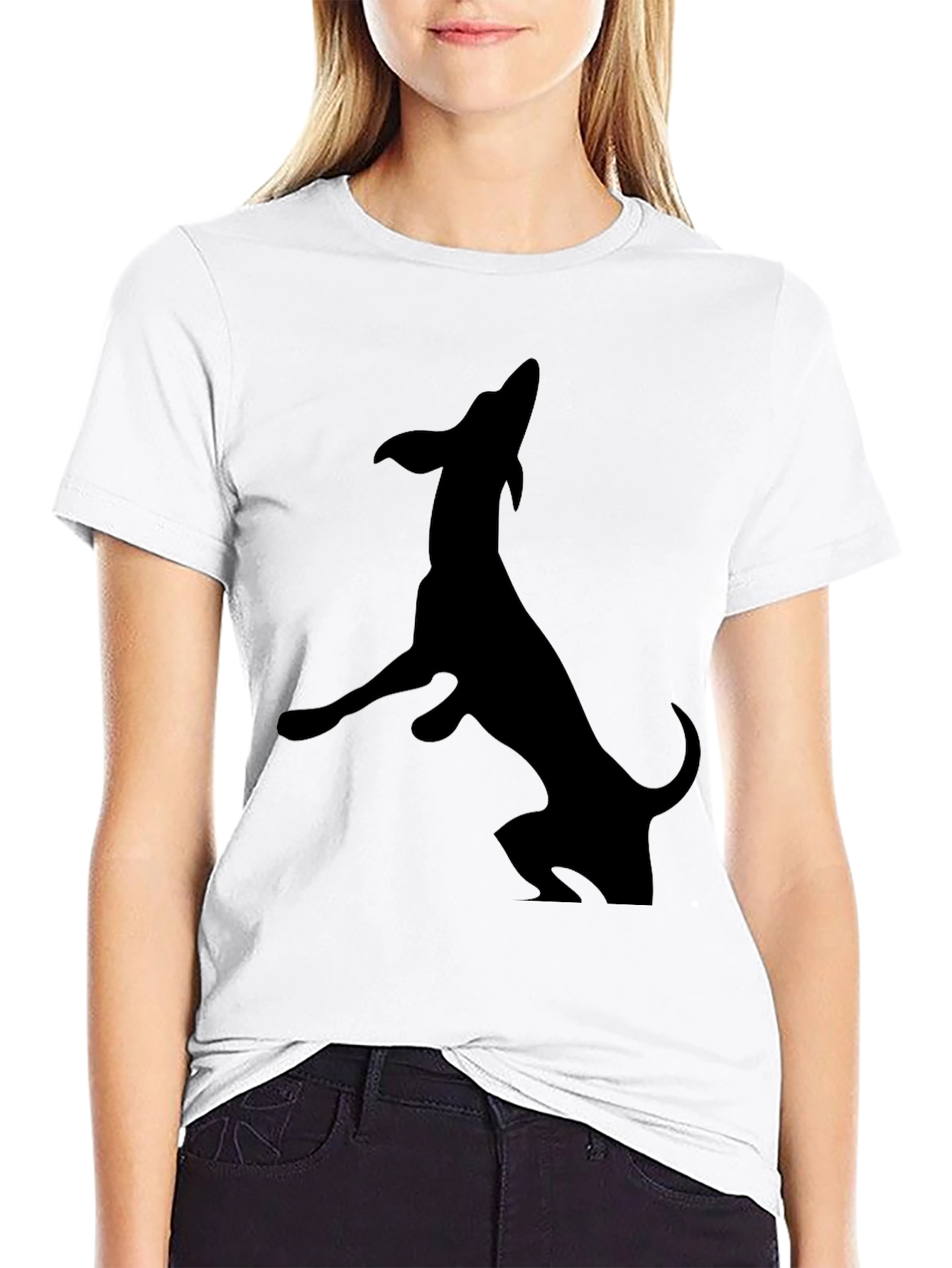 Black Black Dachshund Silhouette Graphic Tee view 9