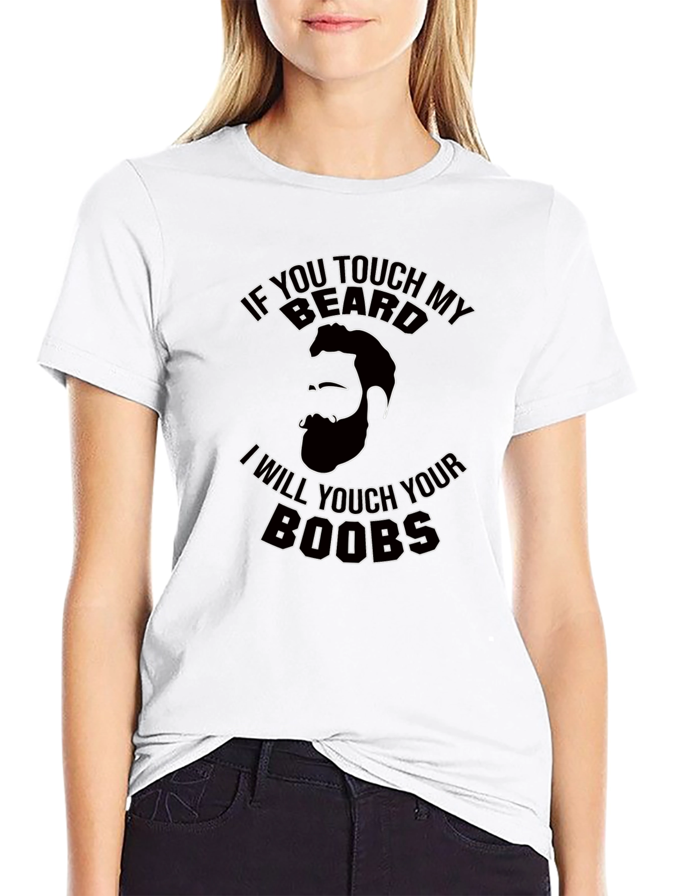 Black Funny Beard Graphic T-Shirt - If You Touch My Beard Tee view 9