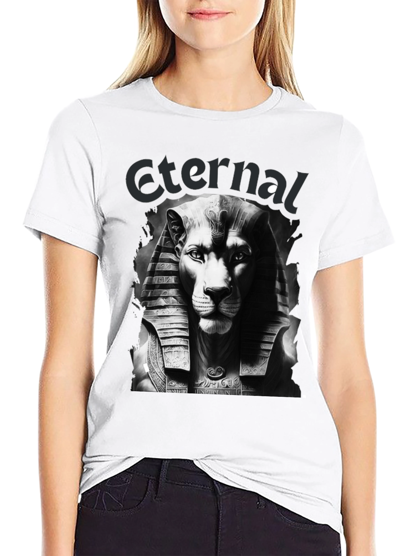 Black Eternal Lion Pharaoh Black Graphic Tee view 9
