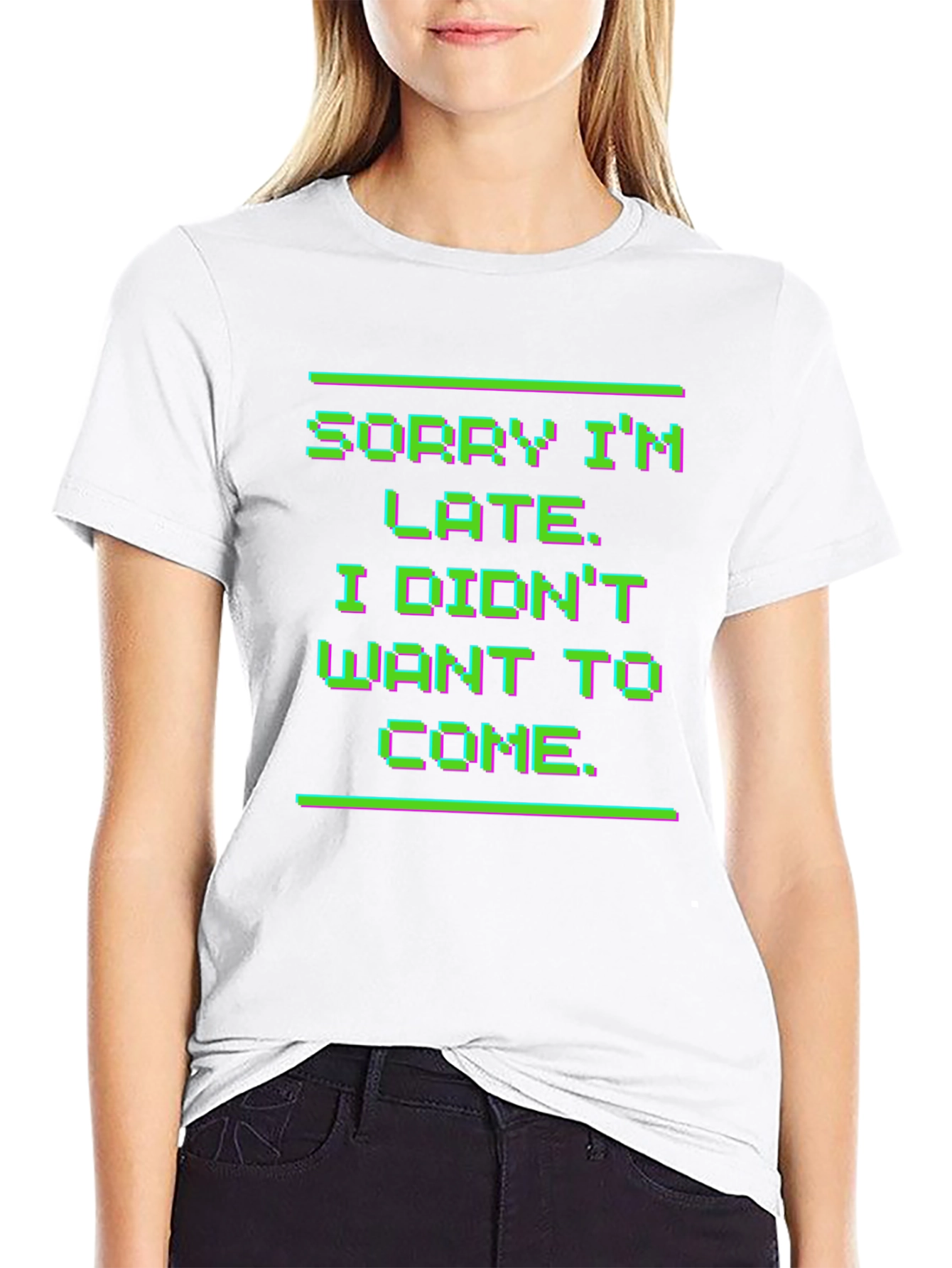 Black Sorry I'm Late T-Shirt view 9